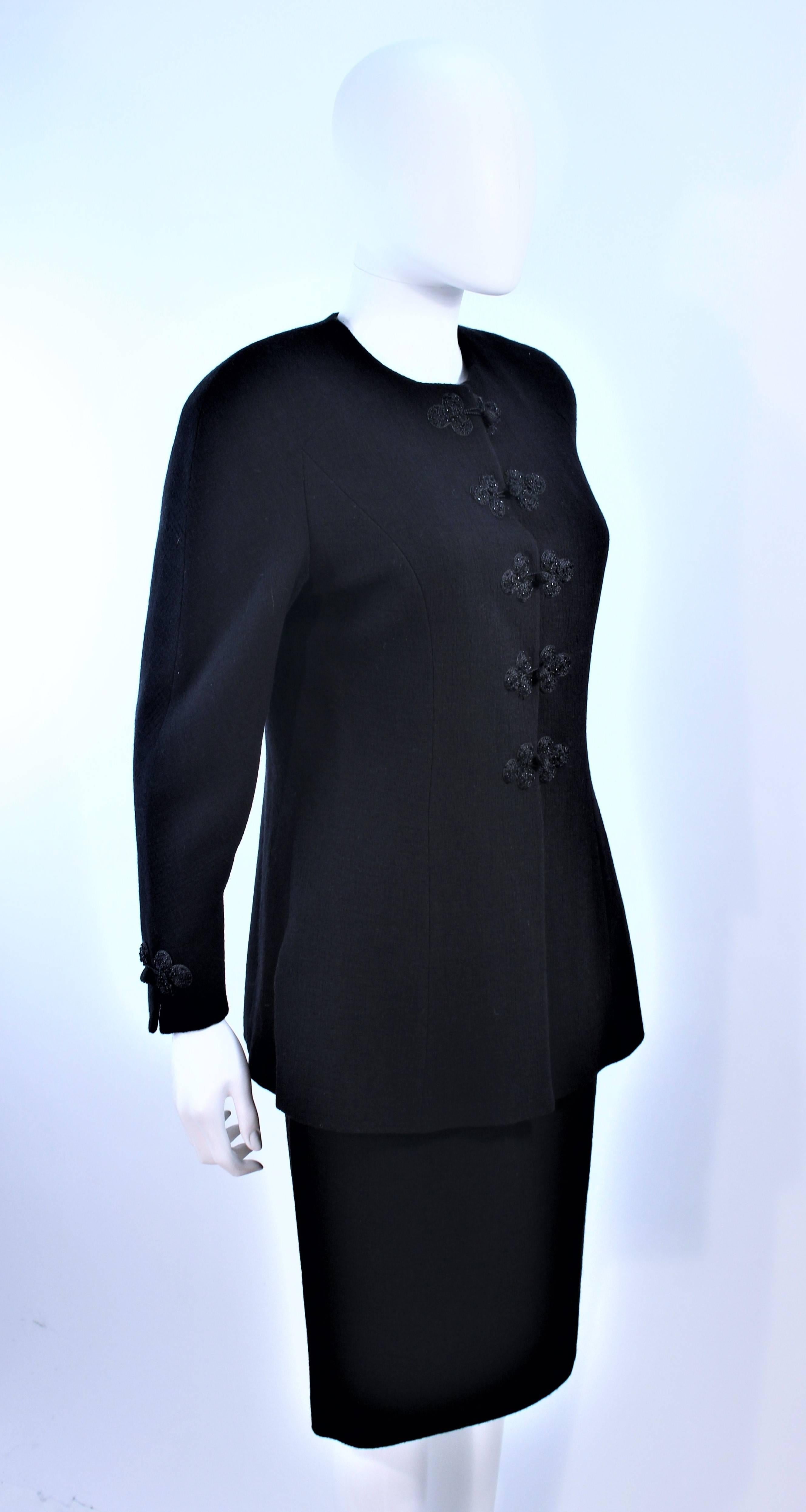 VALENTINO Black Wool Beaded Skirt Suit Size 6 8 In Excellent Condition For Sale In Los Angeles, CA