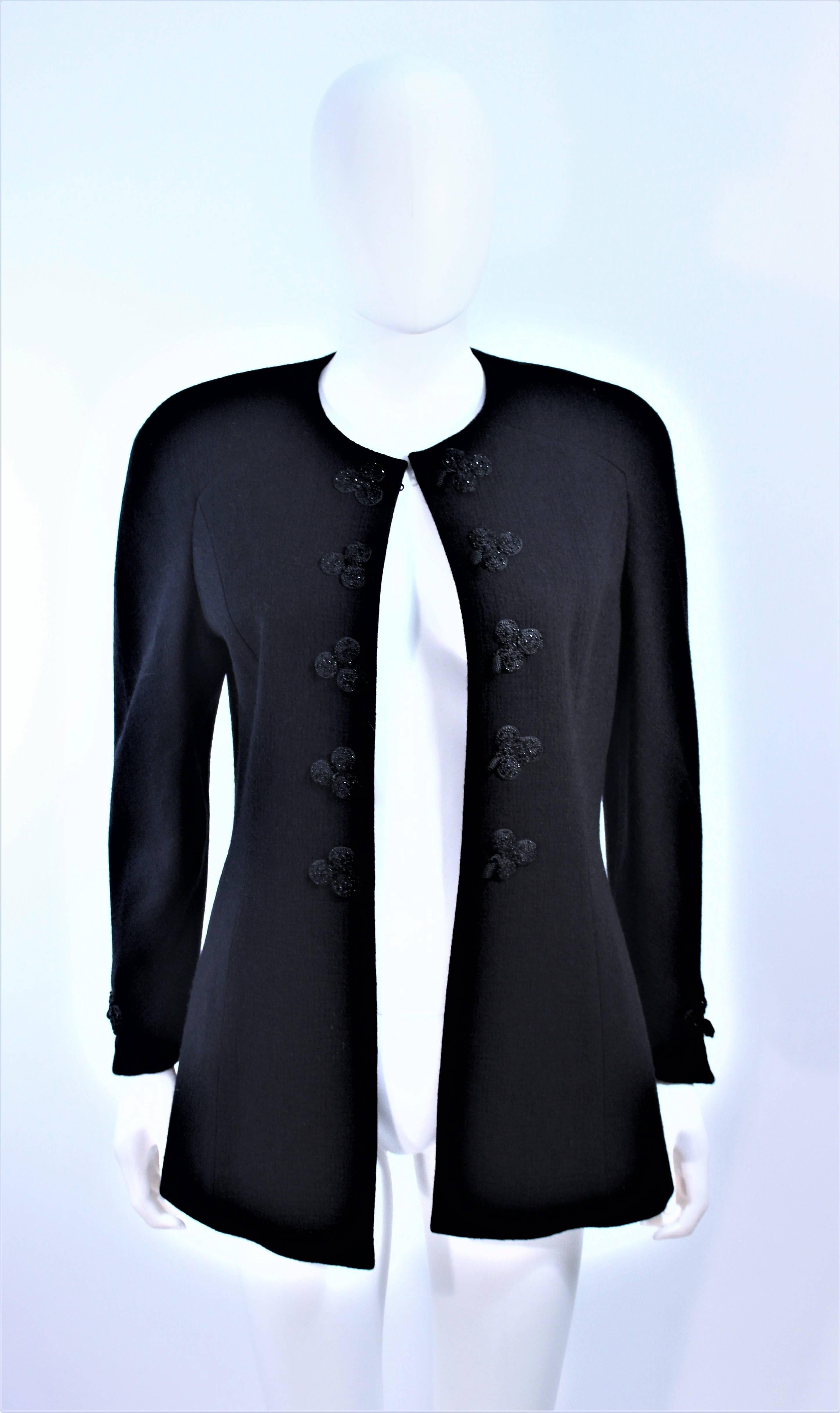 VALENTINO Black Wool Beaded Skirt Suit Size 6 8 For Sale 2