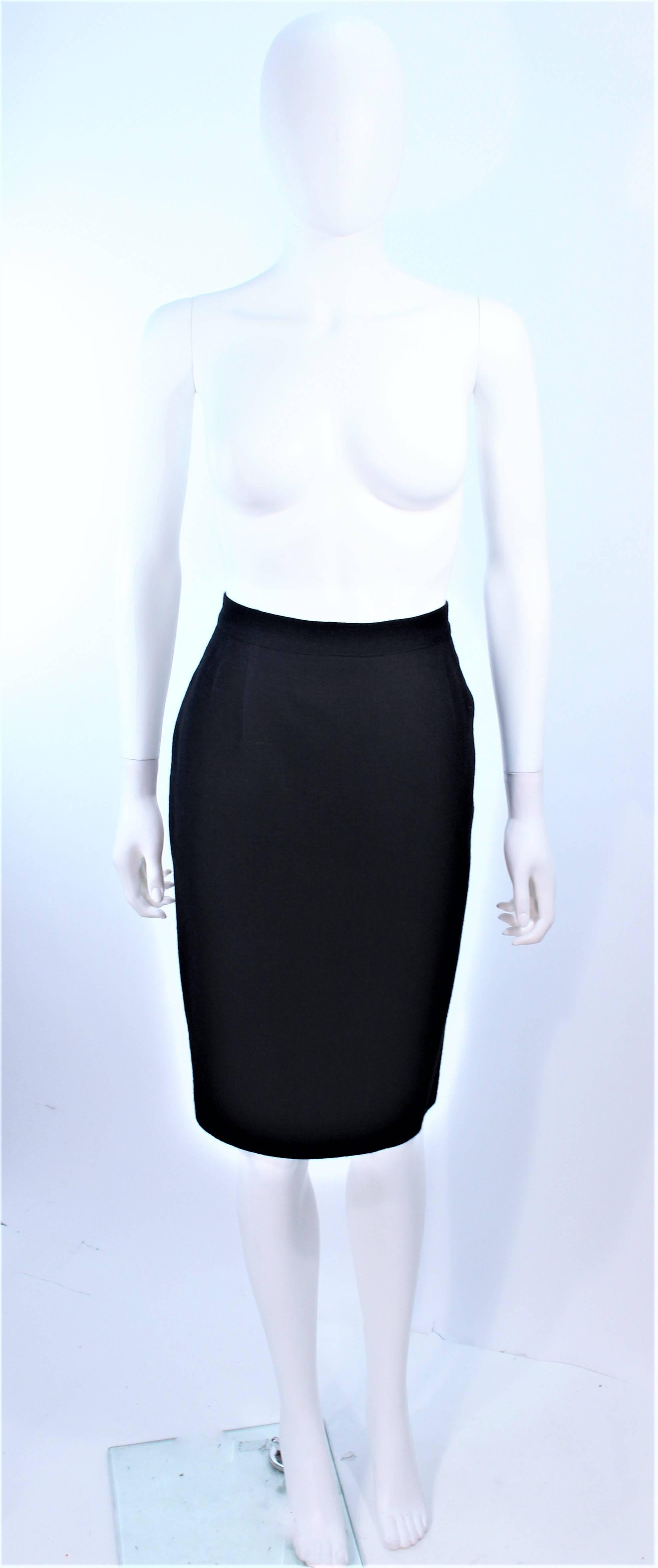 VALENTINO Black Wool Beaded Skirt Suit Size 6 8 3