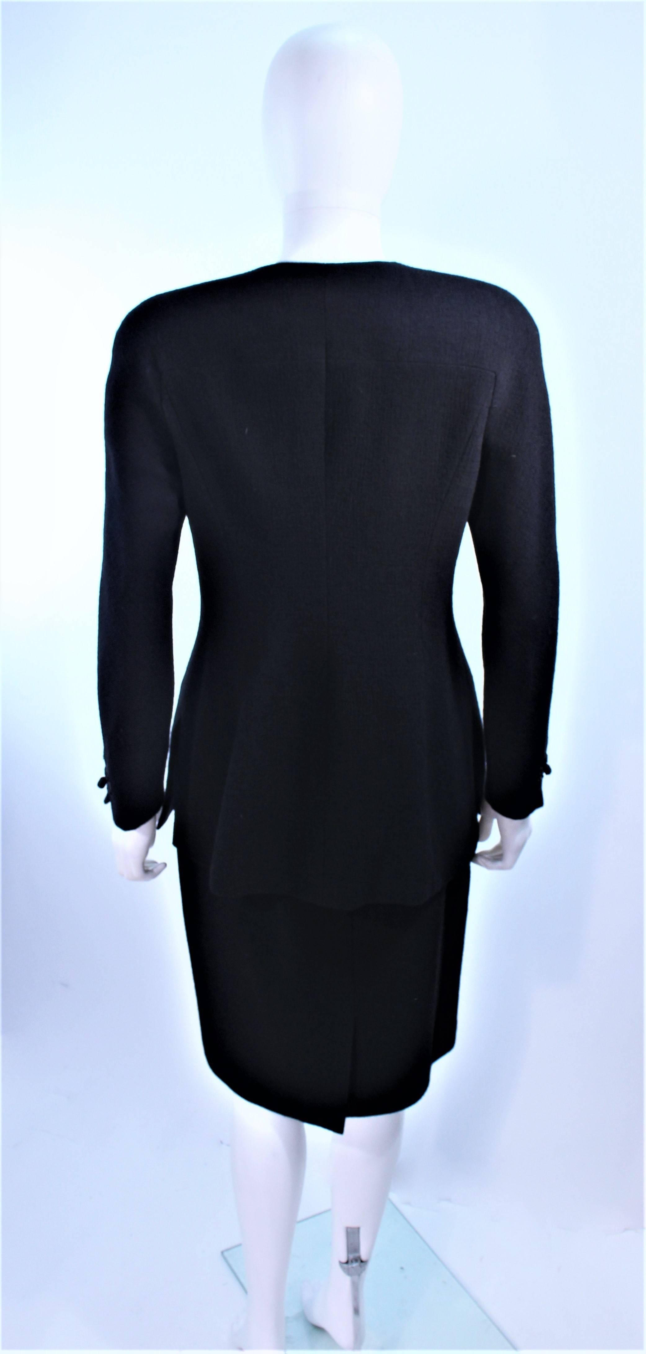 VALENTINO Black Wool Beaded Skirt Suit Size 6 8 For Sale 1