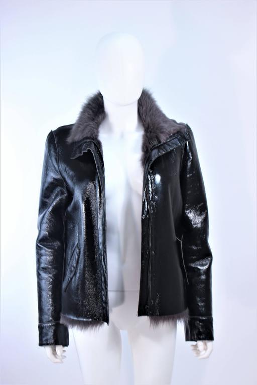 COSTUME NATIONAL Black Patent Leather Grey Goat Jacket Size 6 8 For ...