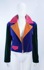MOSCHINO Velvet Color Block Moto Jacket Size 10 44