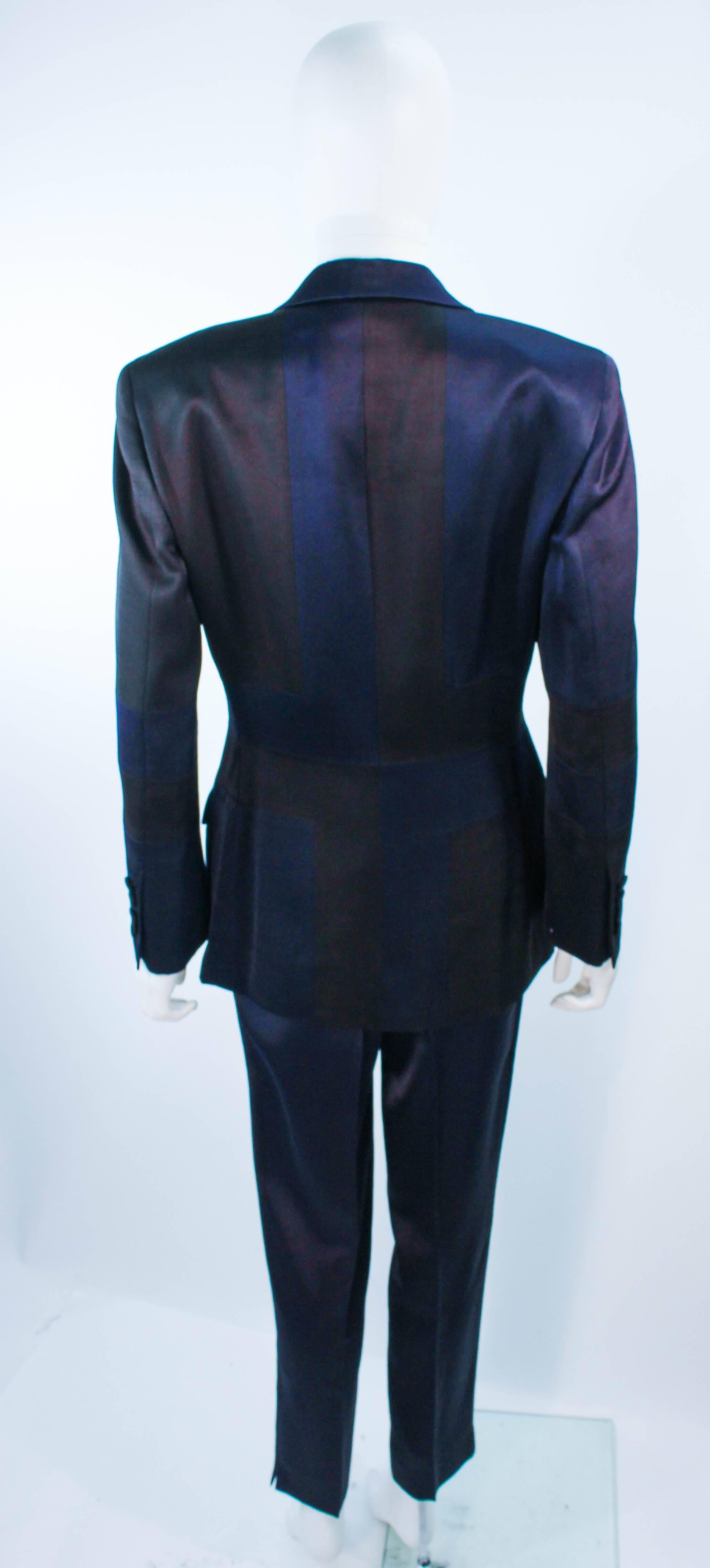 Purple MOSCHINO Black and Silk Navy High Waist Pantsuit Size 42 8 For Sale
