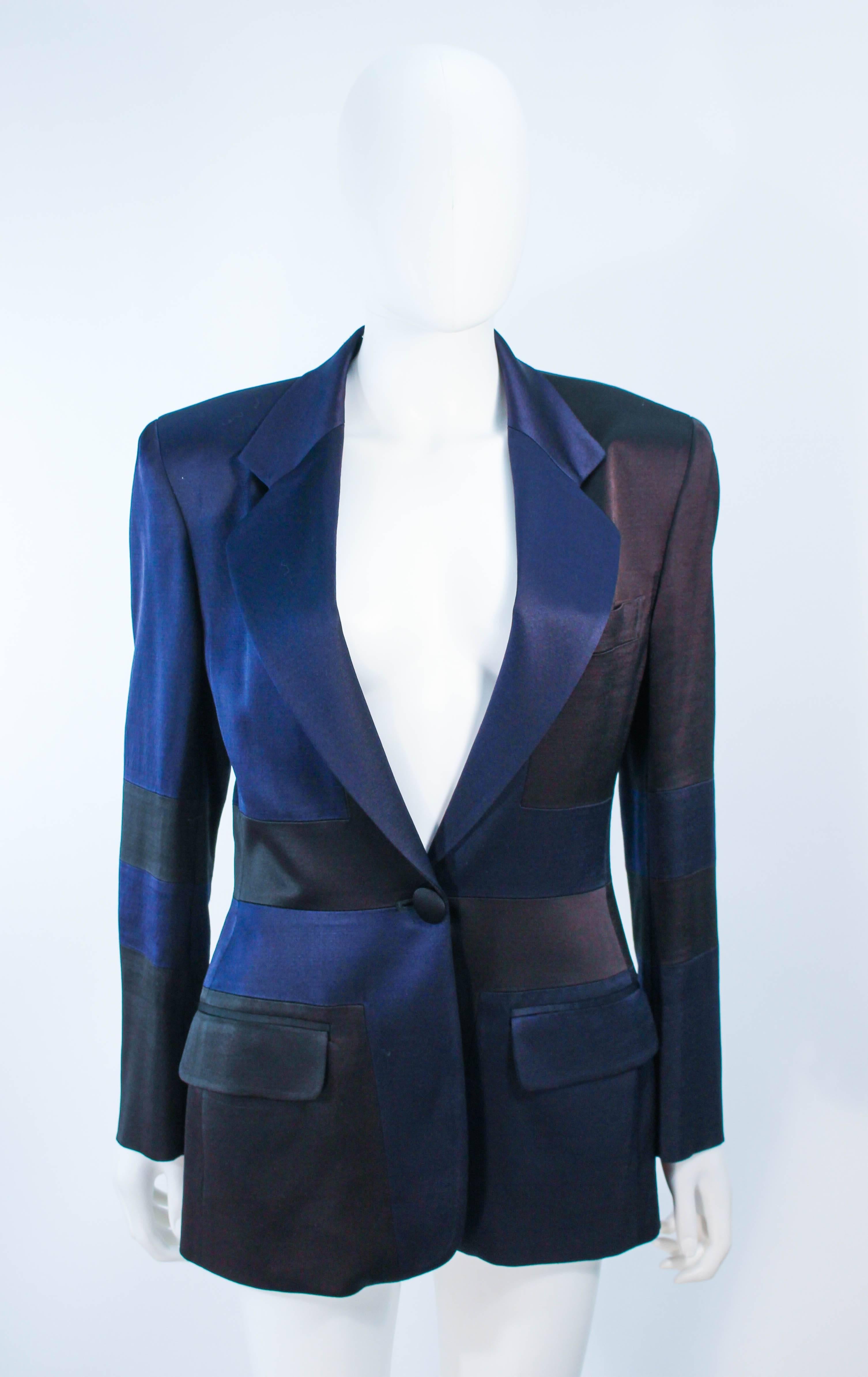 MOSCHINO Black and Silk Navy High Waist Pantsuit Size 42 8 In Excellent Condition For Sale In Los Angeles, CA