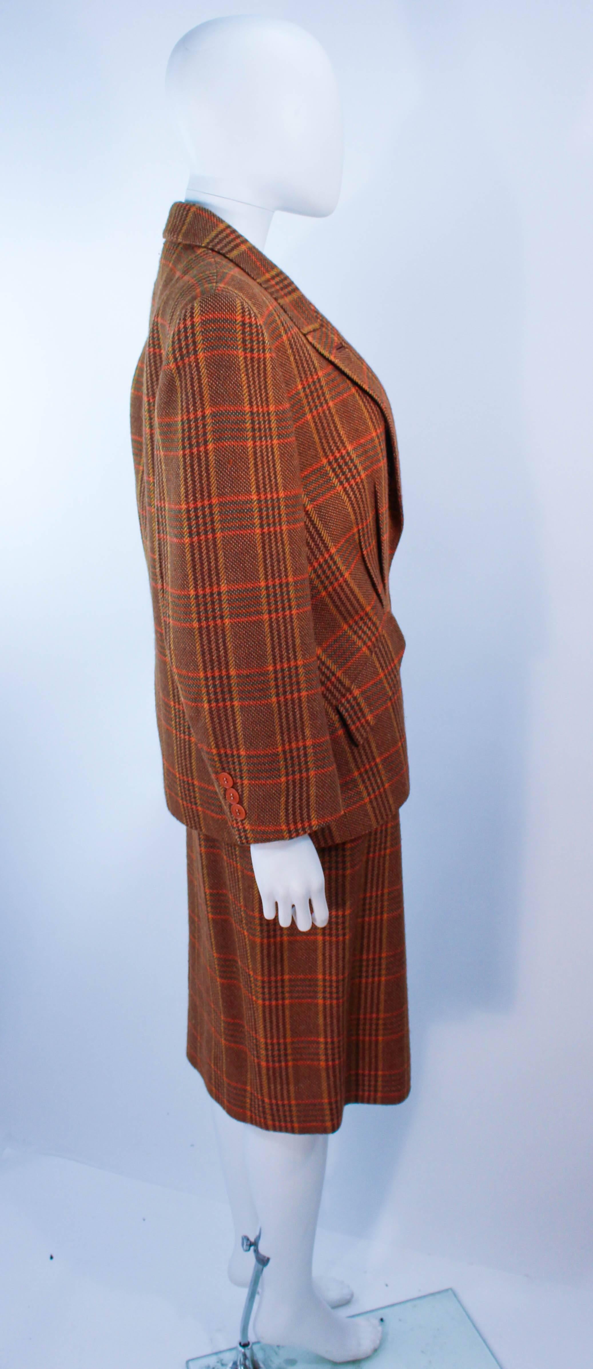 Tailleur jupe à carreaux marron Hermès, taille 46 Pour femmes en vente