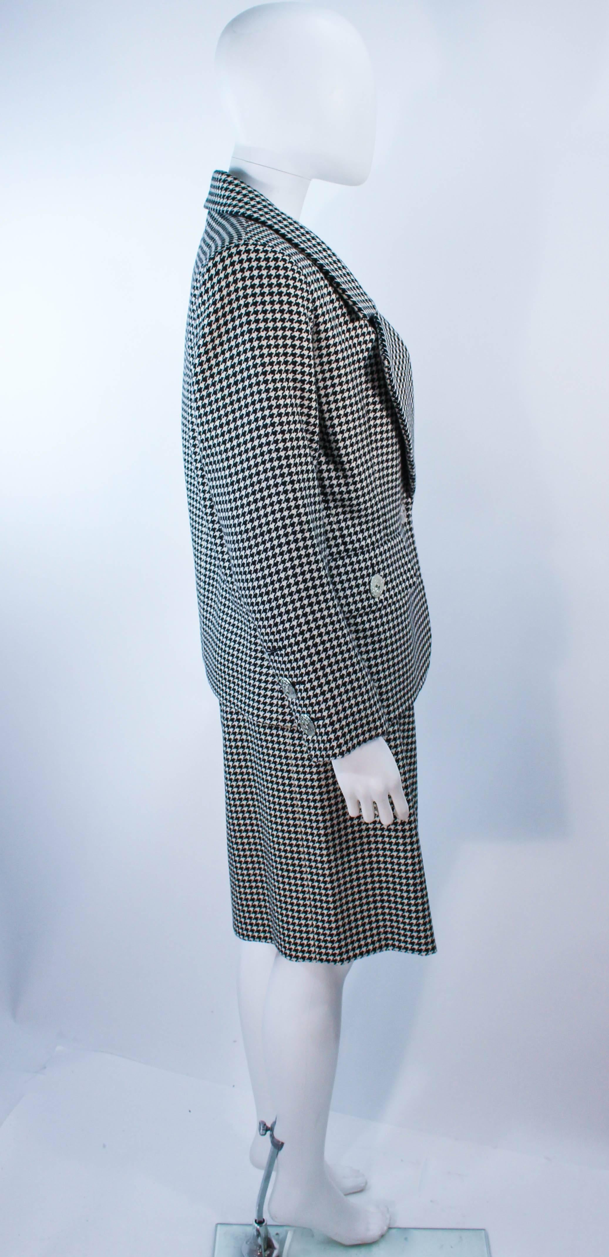 Women's YVES SAINT LAURENT Black and White Houndstooth Skirt Suit Size 8 10 For Sale