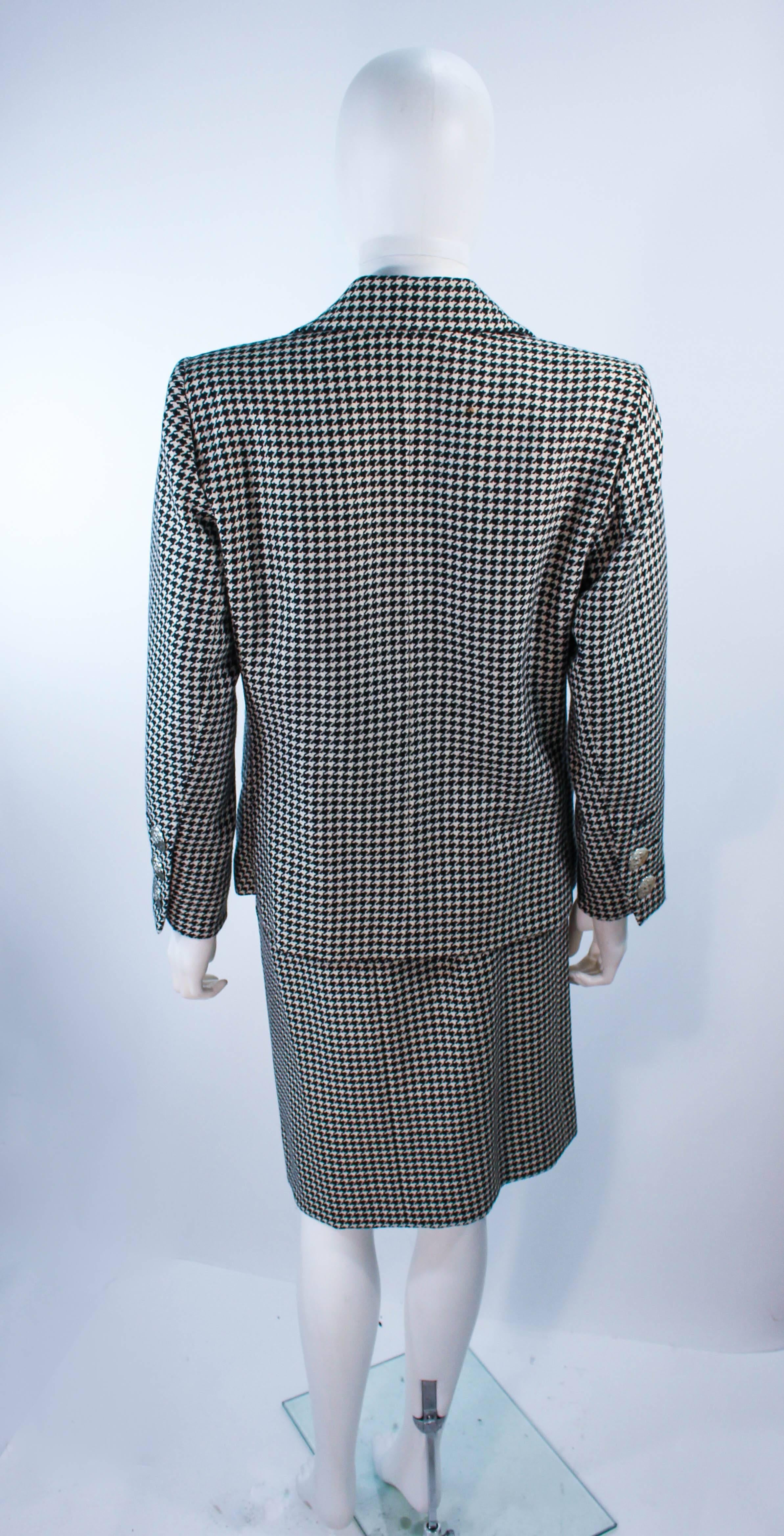YVES SAINT LAURENT Black and White Houndstooth Skirt Suit Size 8 10 For Sale 2