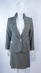 YVES SAINT LAURENT Black and White Houndstooth Skirt Suit Size 8 10