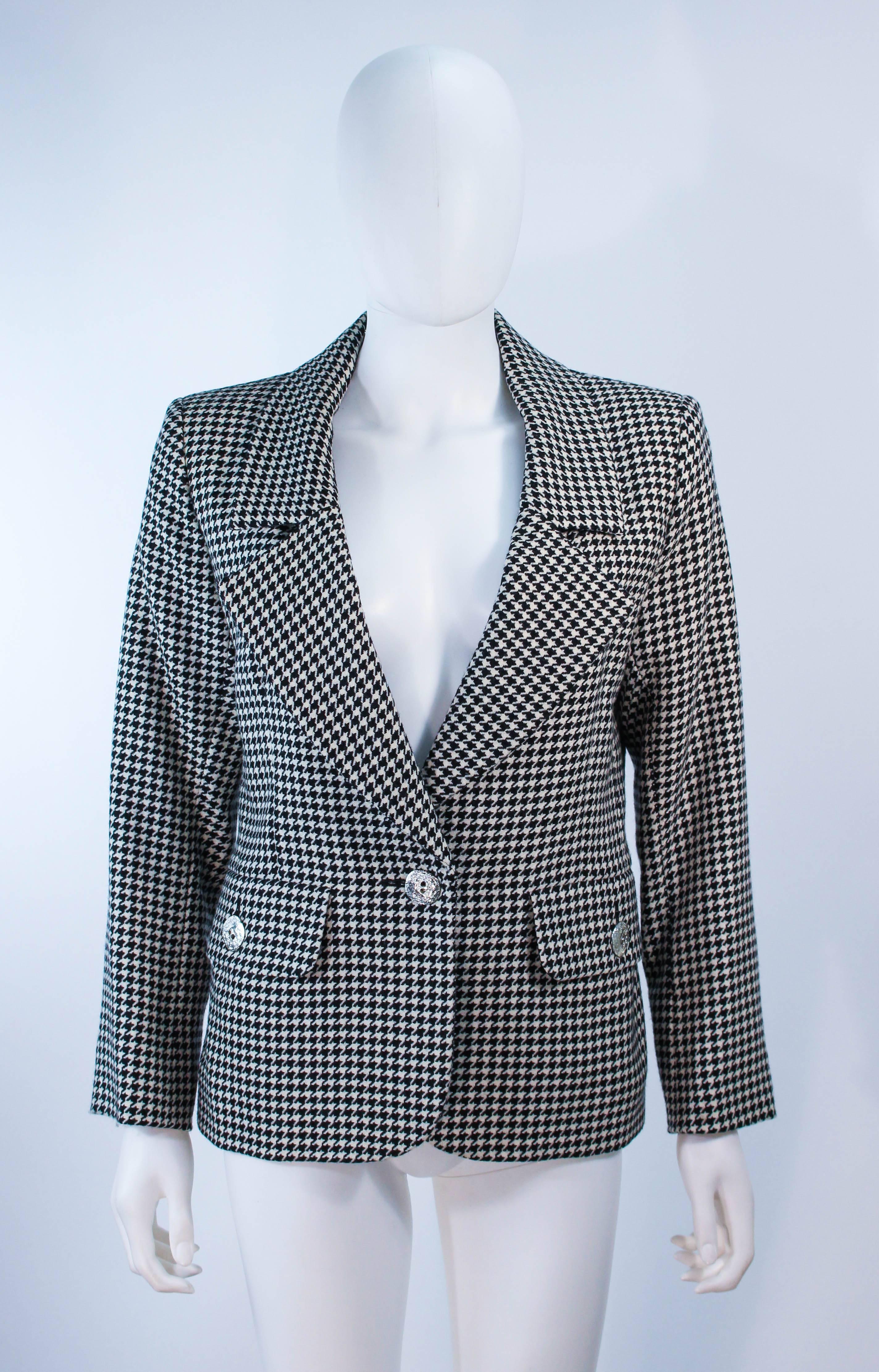 YVES SAINT LAURENT Black and White Houndstooth Skirt Suit Size 8 10 For Sale 3