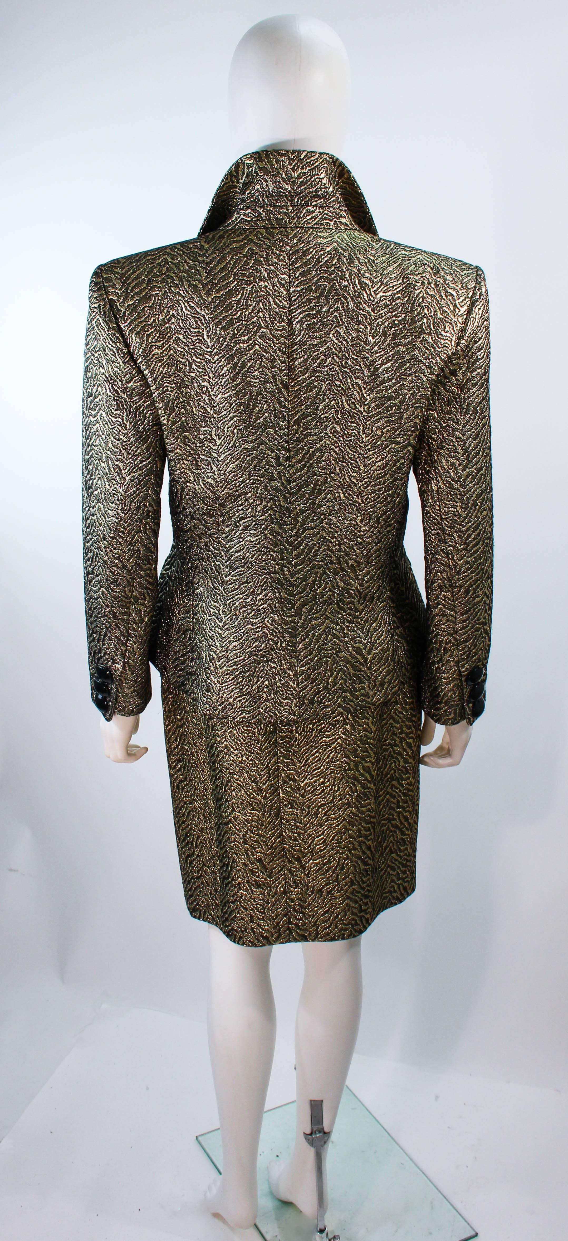 YVES SAINT LAURENT Gold Lame Skirt Suit Size 44 1