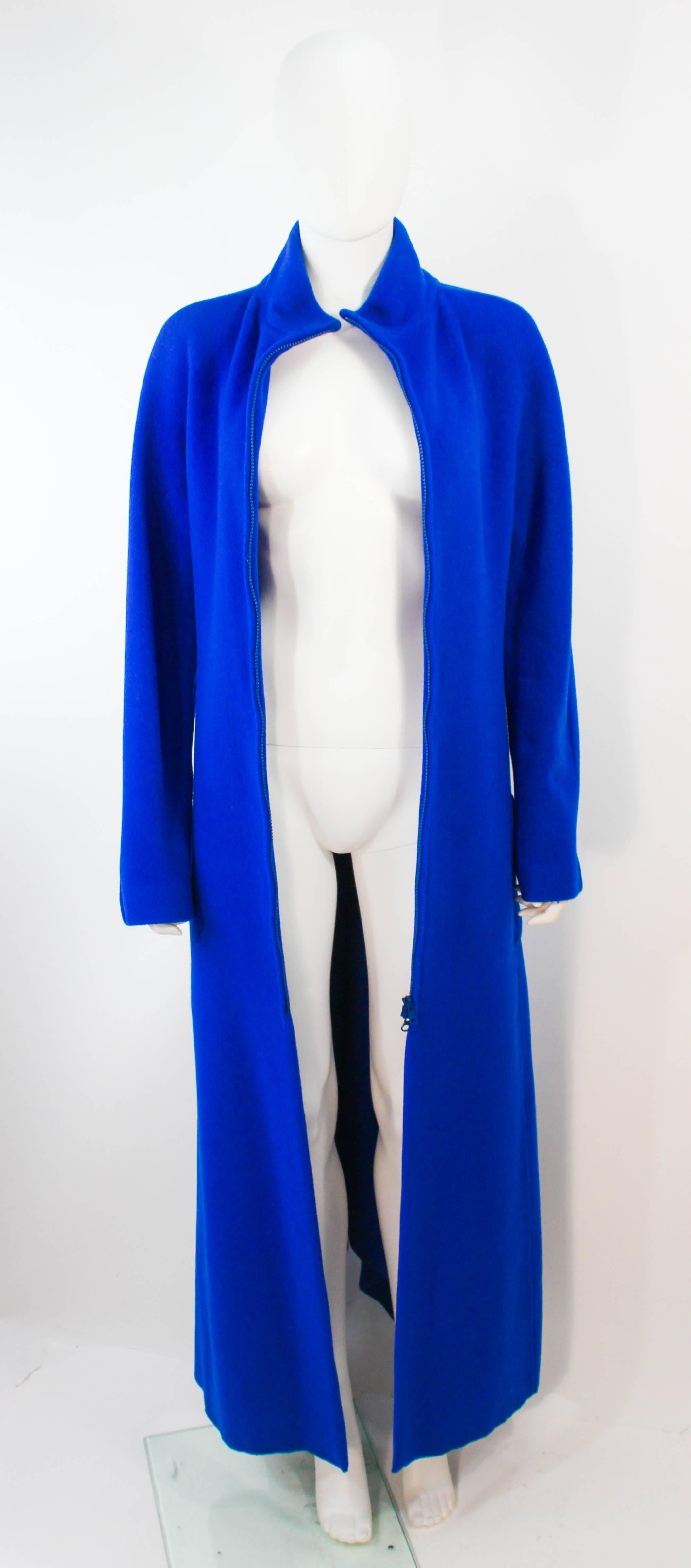 Women's KRIZIA Blue Wool Double Side Zipper Coat Dress Size 40 For Sale