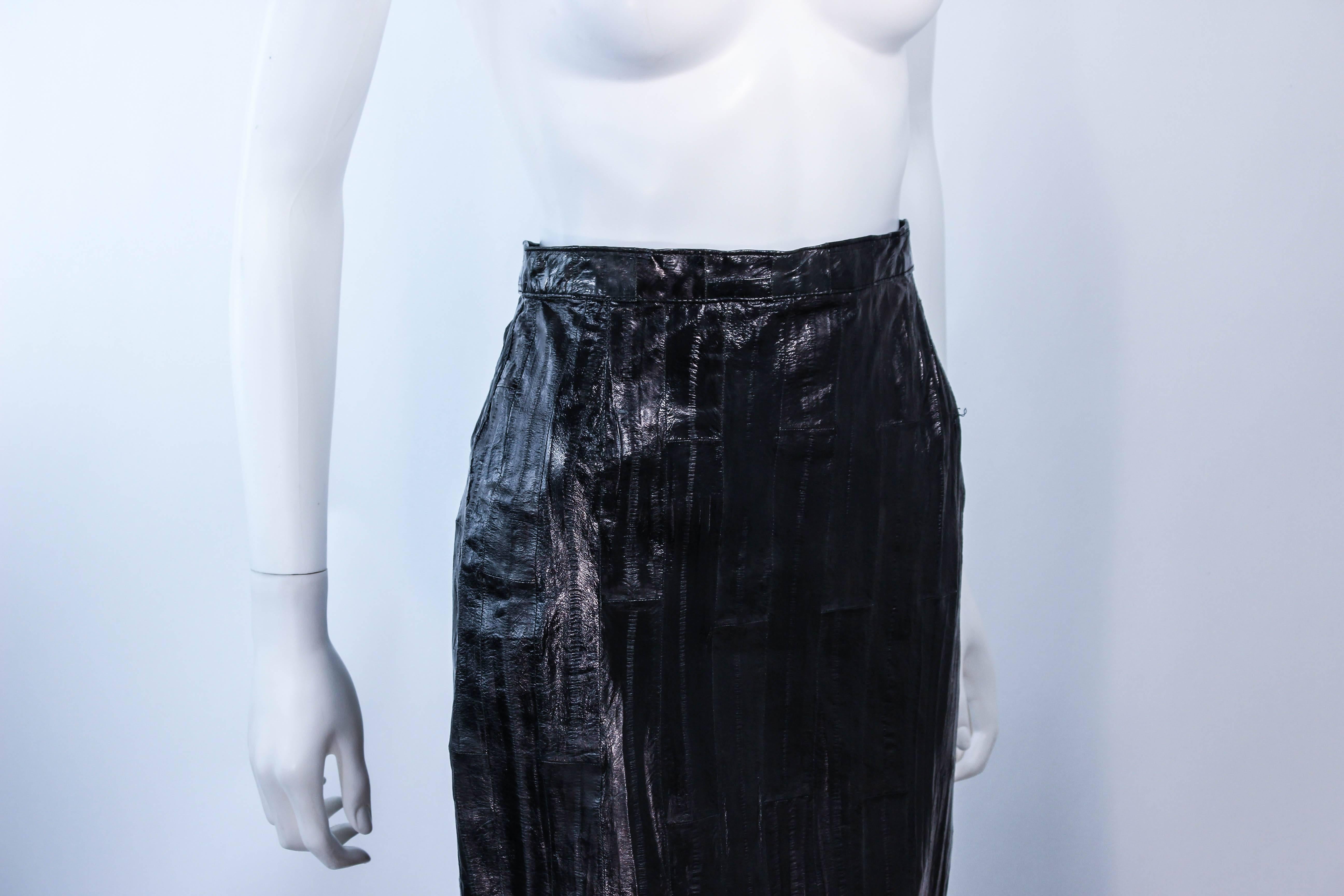 KRIZIA Vintage Black Eel Skirt Size 4 For Sale 2