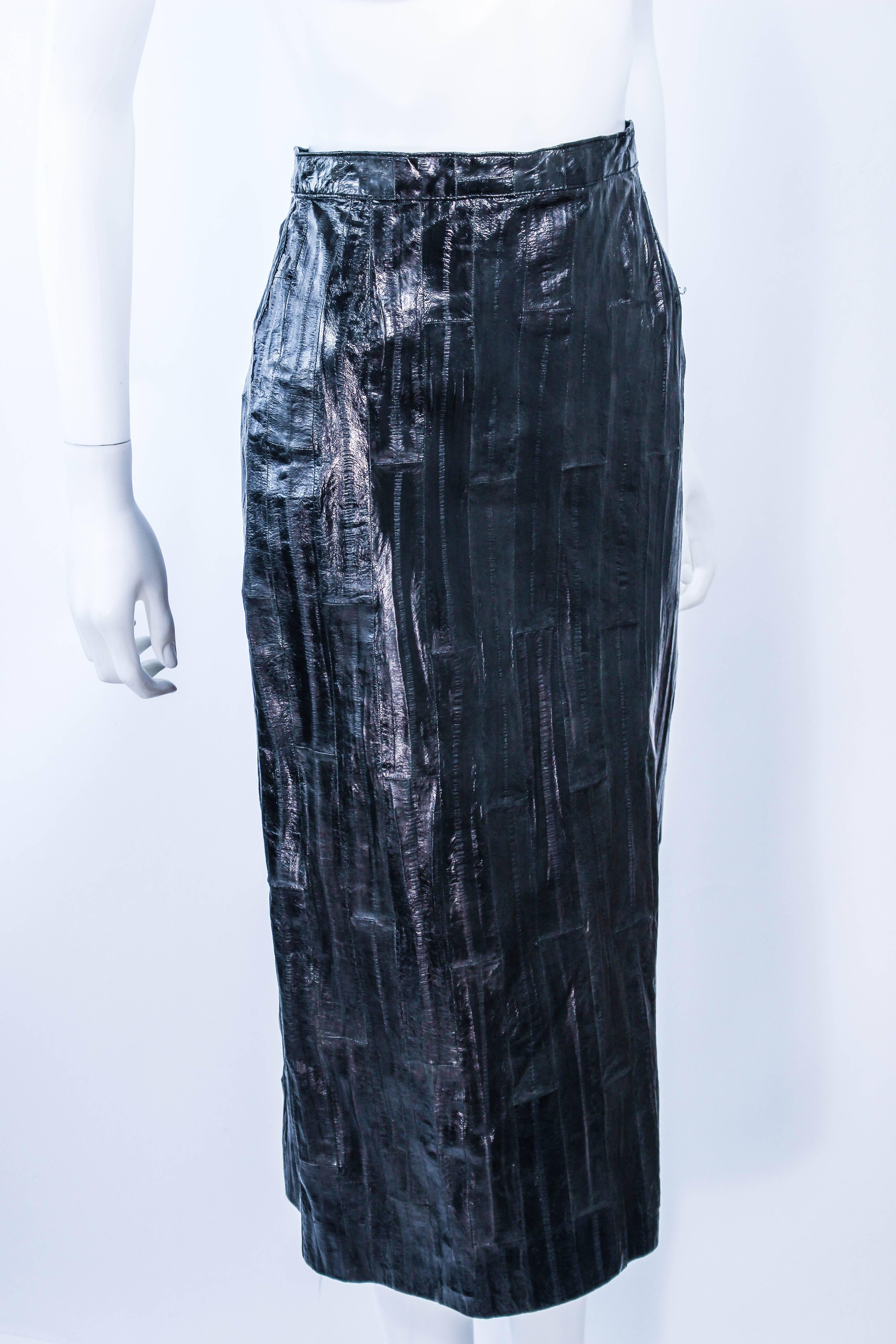 KRIZIA Vintage Black Eel Skirt Size 4 For Sale 1