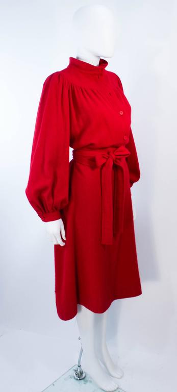UNGARO Vintage Red Wool Cashmere Blend Dress Size 8 For Sale 2