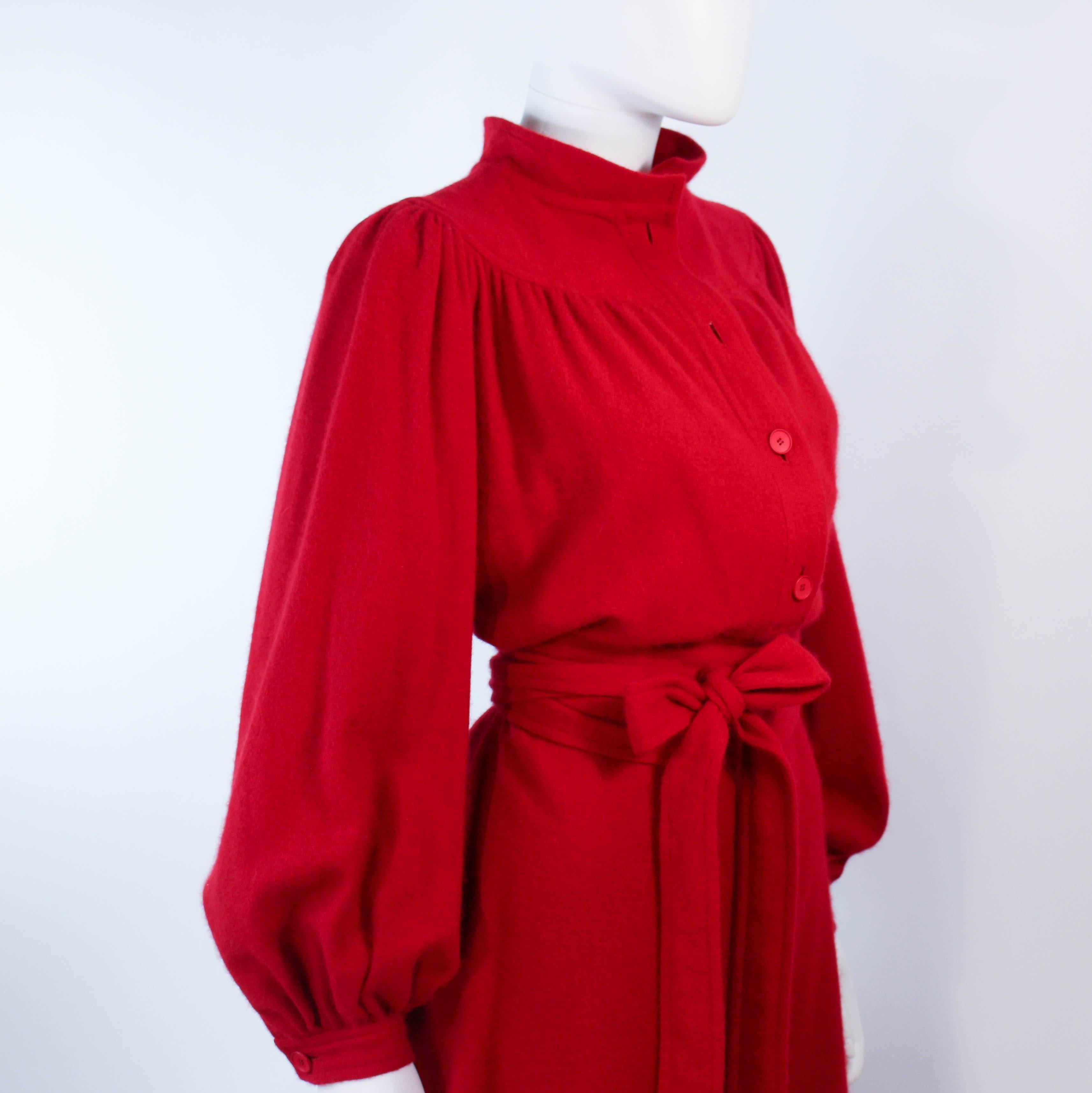 UNGARO Vintage Red Wool Cashmere Blend Dress Size 8 1