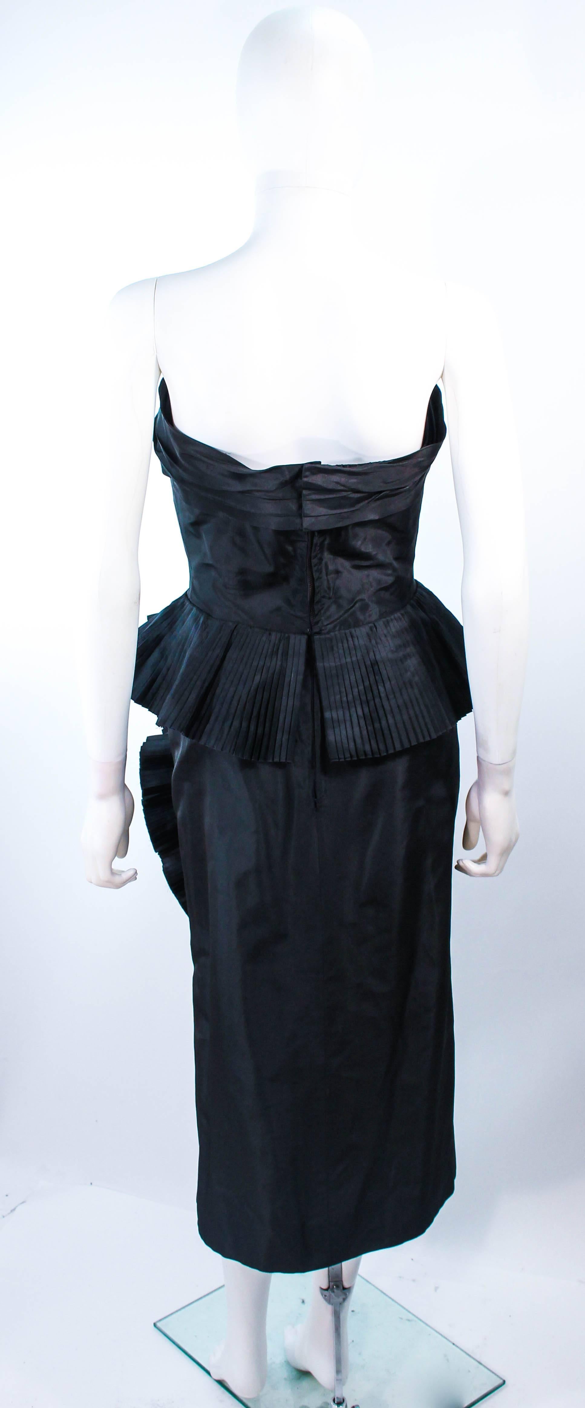 IRENE Black Silk Cascading Ruffle Cocktail Gown and Jacket Size 4 For Sale 2