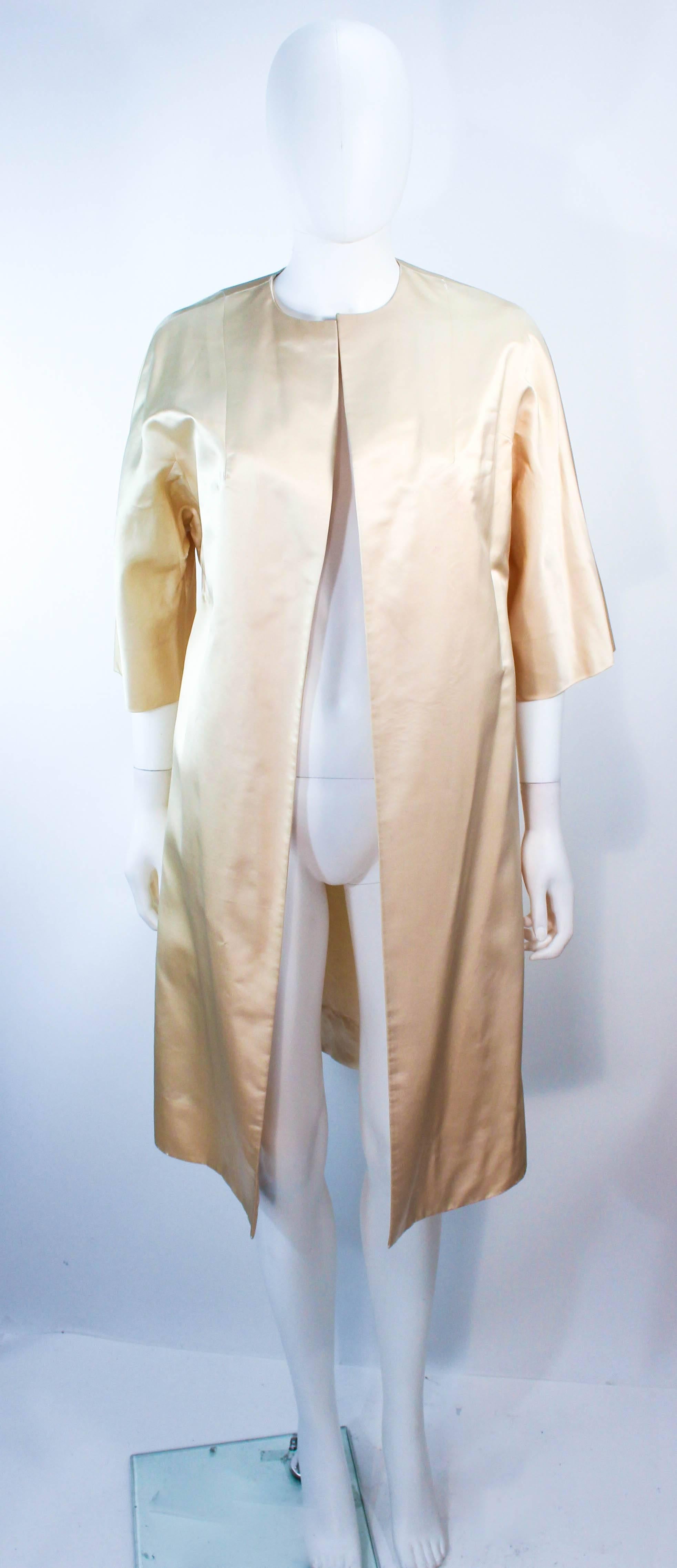 Women's Cream Silk 1960's Beaded Cocktail Dress and Coat Size 6 8 For Sale