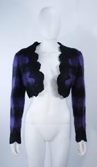 MR. BEENE Purple Plaid Mohair Jacket with Metallic Lace Accents Size 6 8