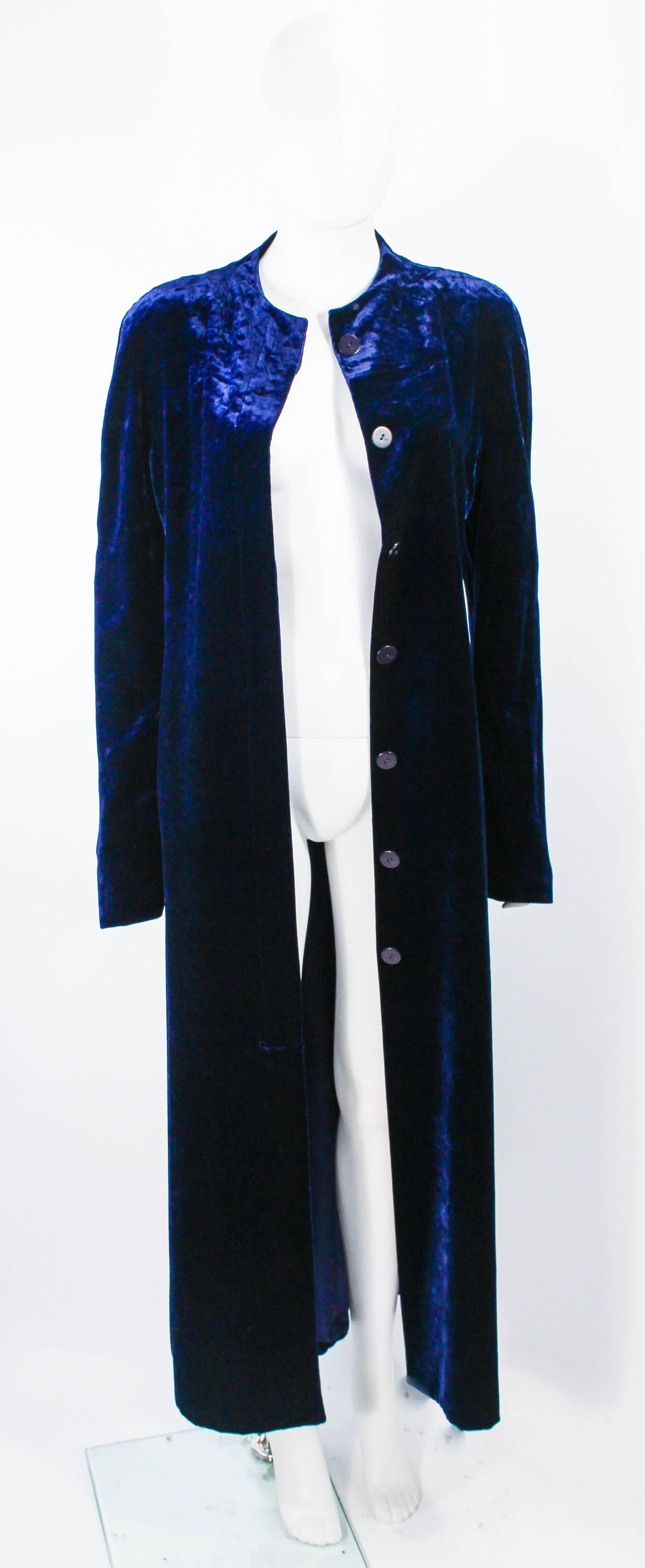 Black KRIZIA Royal Midnight Blue Velvet Coat Size 42