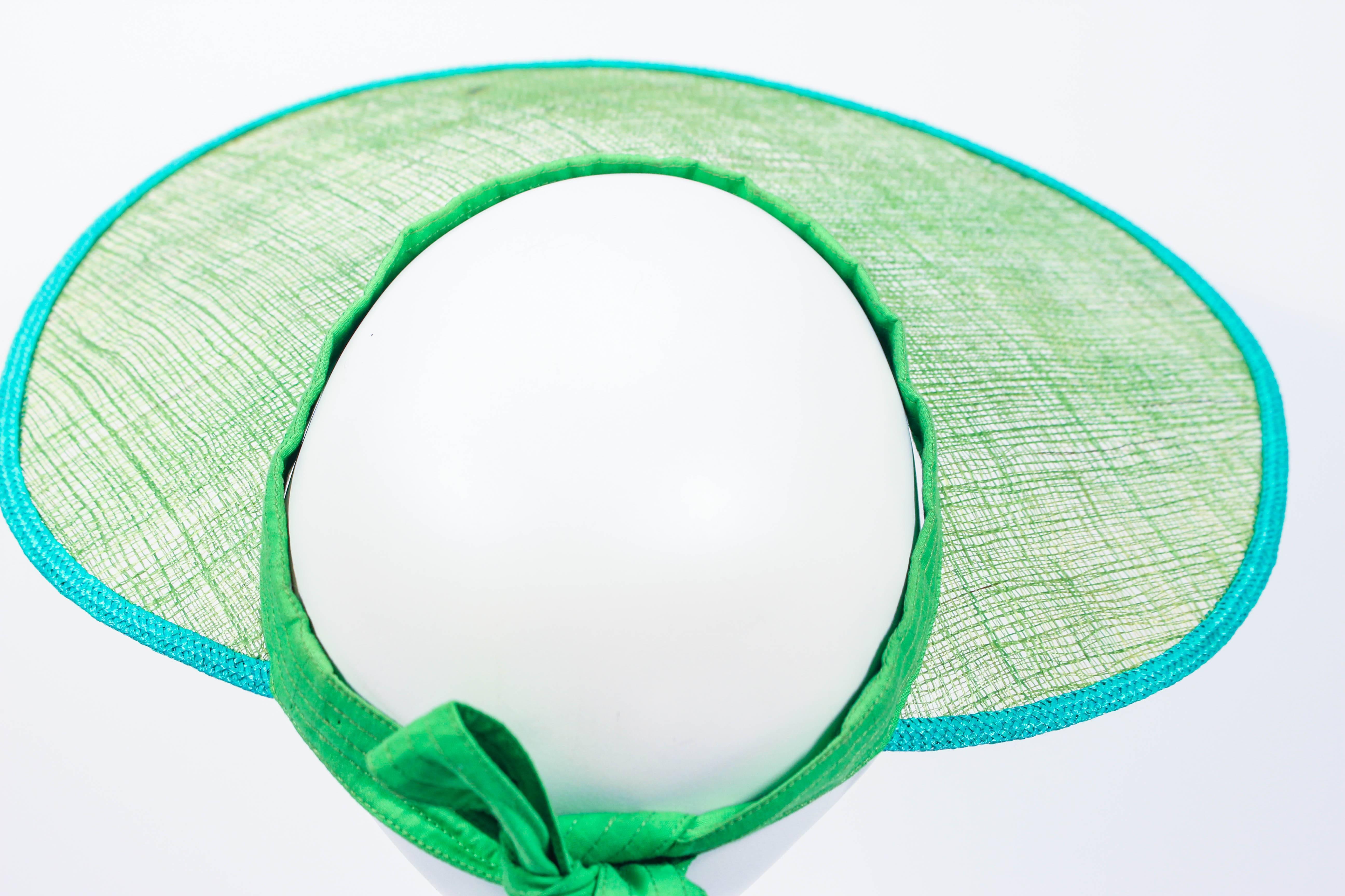 YVES SAINT LAURENT RIVE GAUCHE Runway Vintage Green Visor In Excellent Condition For Sale In Los Angeles, CA