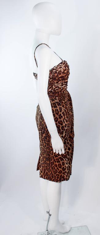 GUY LAROCHE Chiffon Animal Print Criss Cross & Draped Bustier Skirt Set Size 40 1