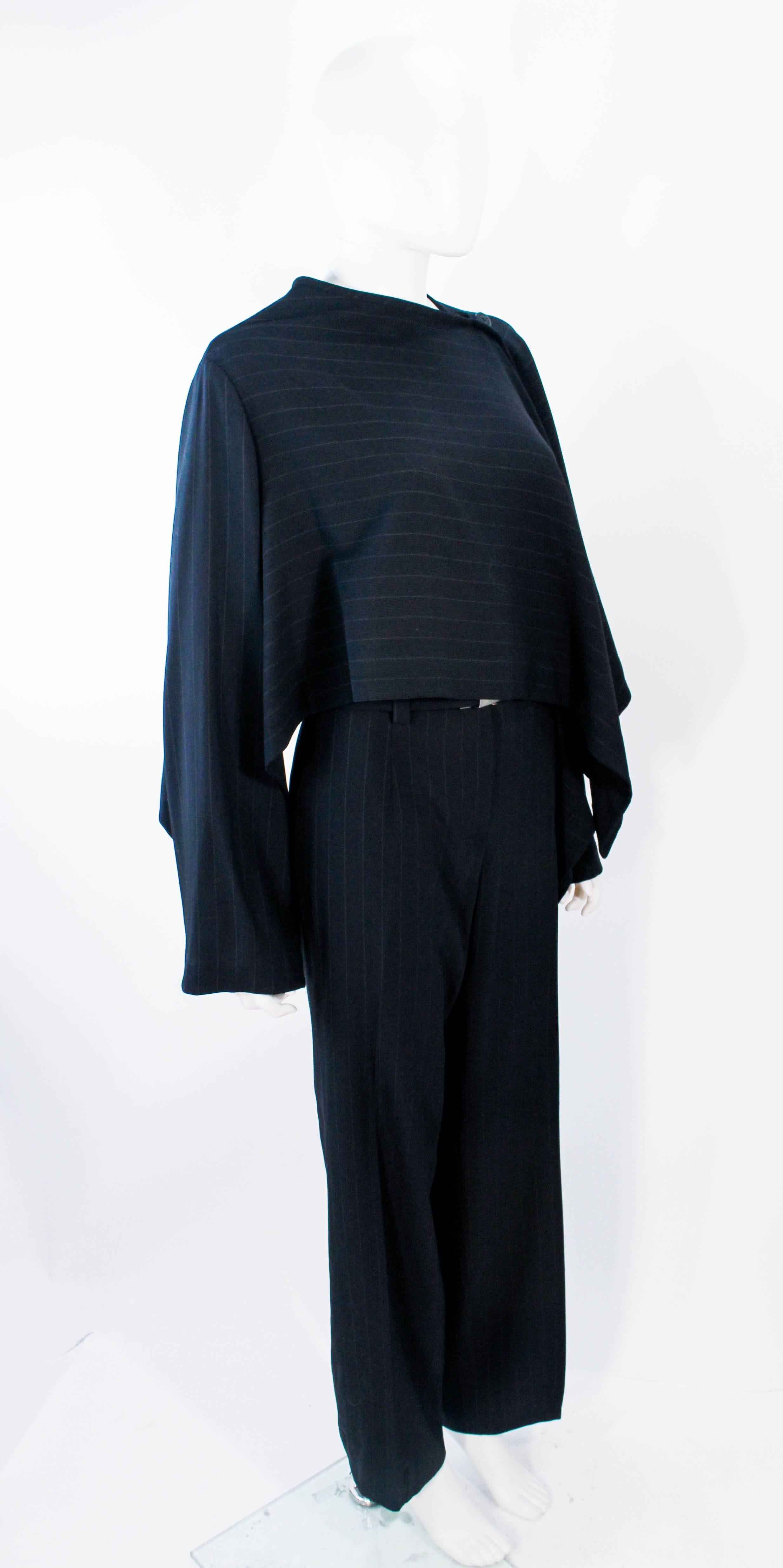 Women's GIORGIO ARMANI Black Pinstripe Asymmetrical Drape Suit Size 10
