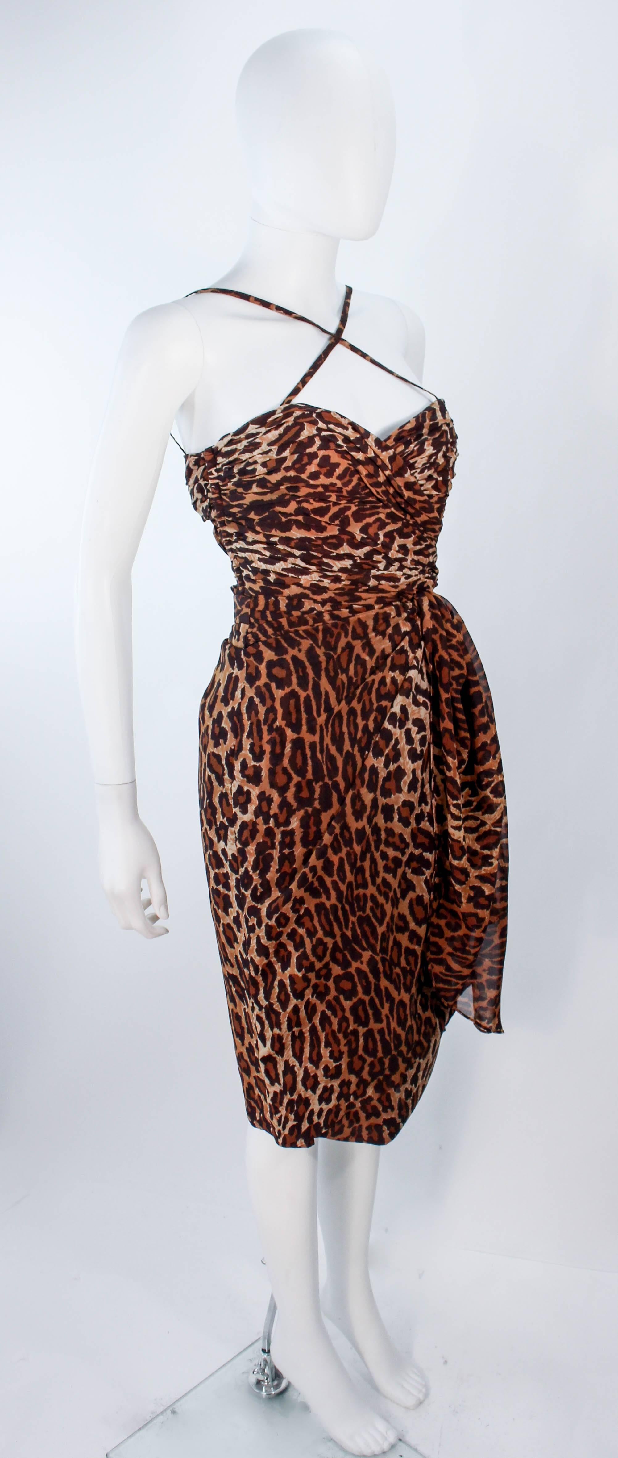 Women's GUY LAROCHE Chiffon Animal Print Criss Cross & Draped Bustier Skirt Set Size 40