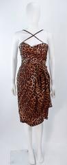 GUY LAROCHE Chiffon Animal Print Criss Cross & Draped Bustier Skirt Set Size 40