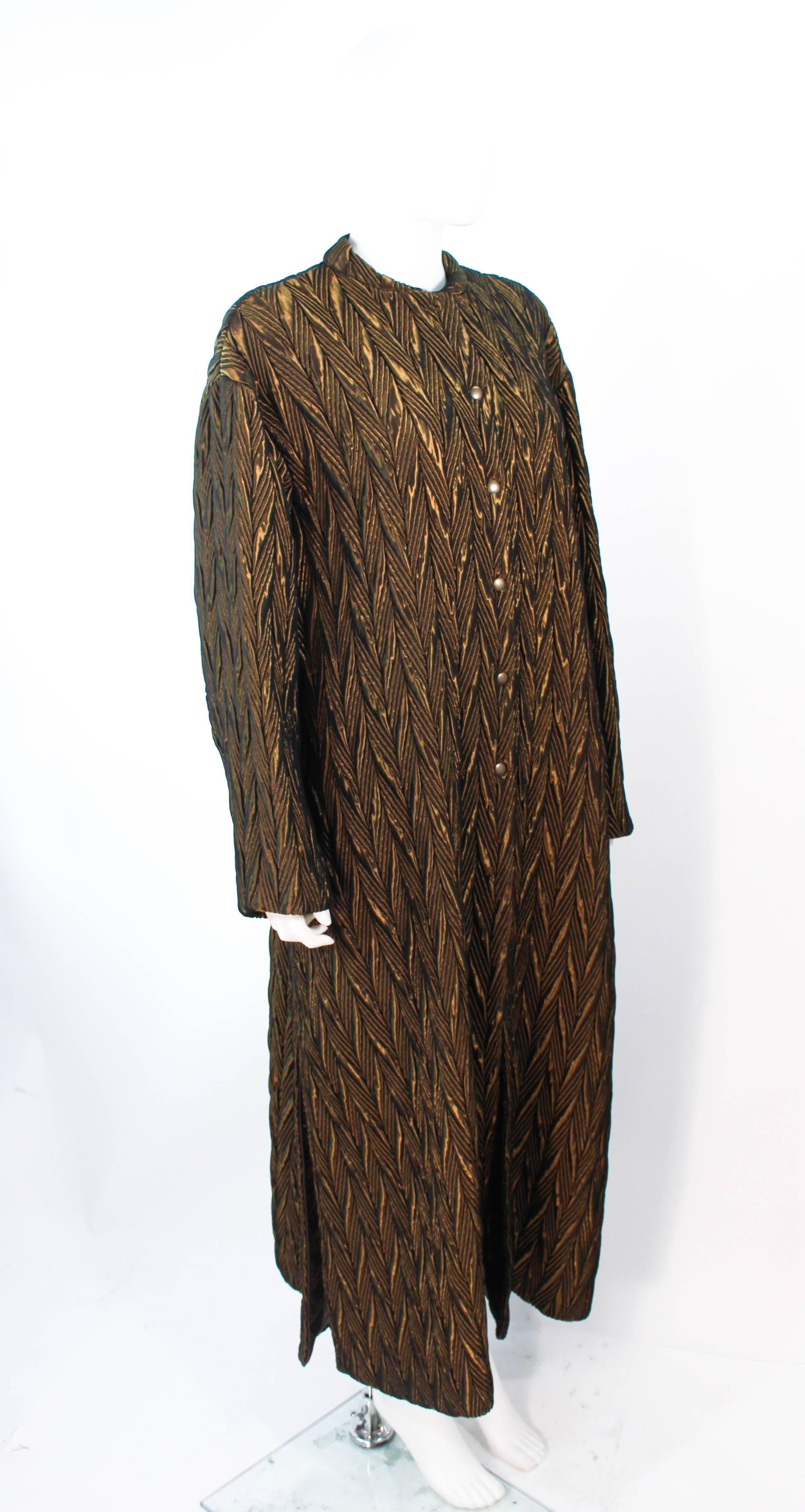 Women's Armani Circa 1990s Bronze Olive Quilted Long Coat For Sale
