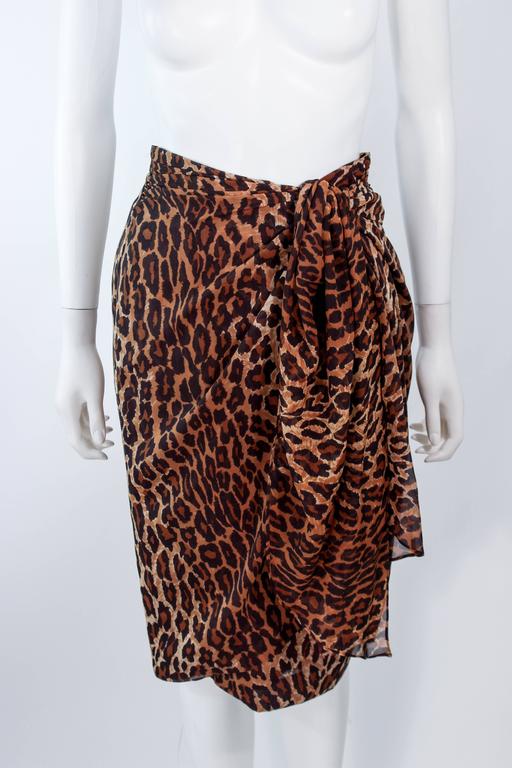 GUY LAROCHE Chiffon Animal Print Criss Cross & Draped Bustier Skirt Set Size 40 4