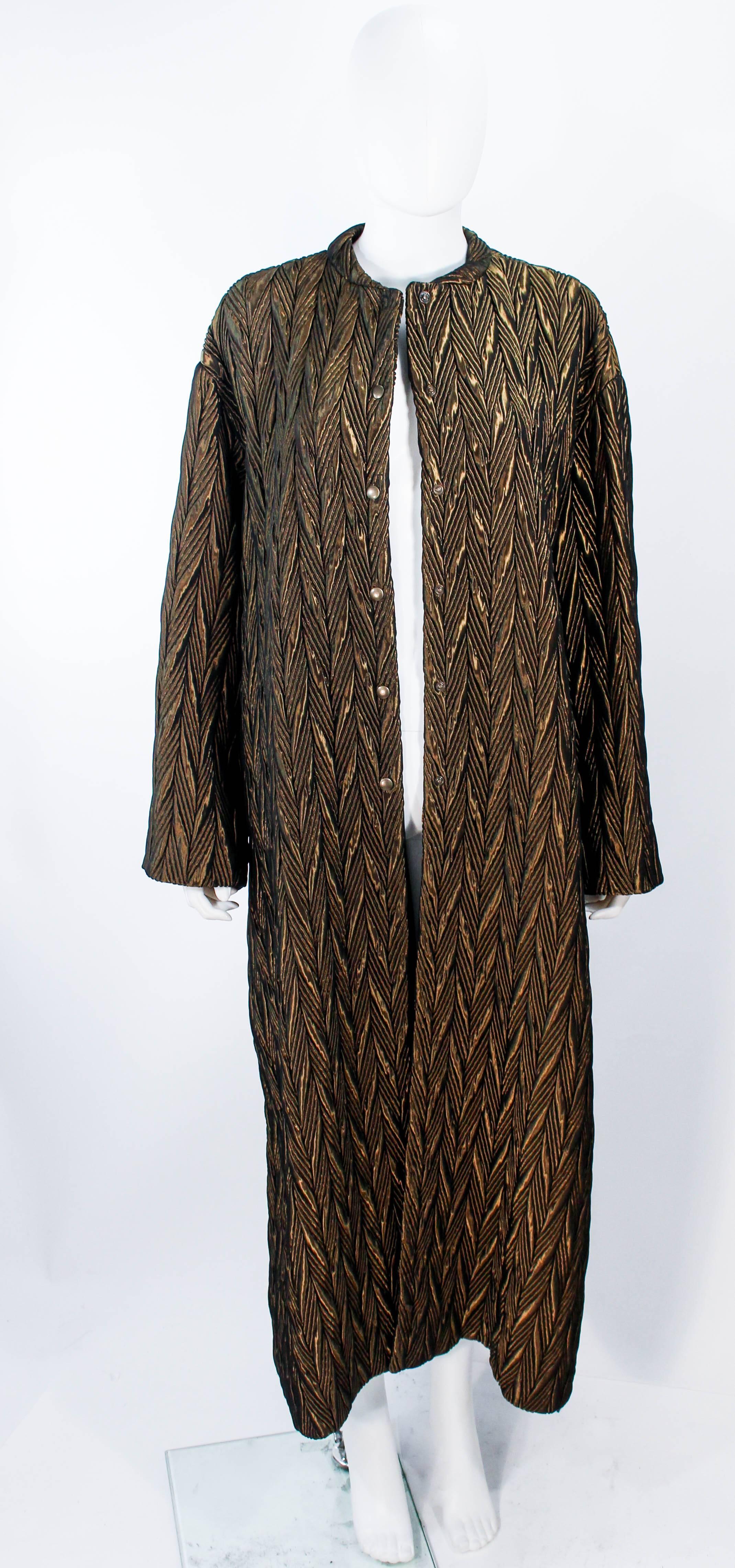 Armani Circa 1990s Bronze Olive Quilted Long Coat In Good Condition For Sale In Los Angeles, CA
