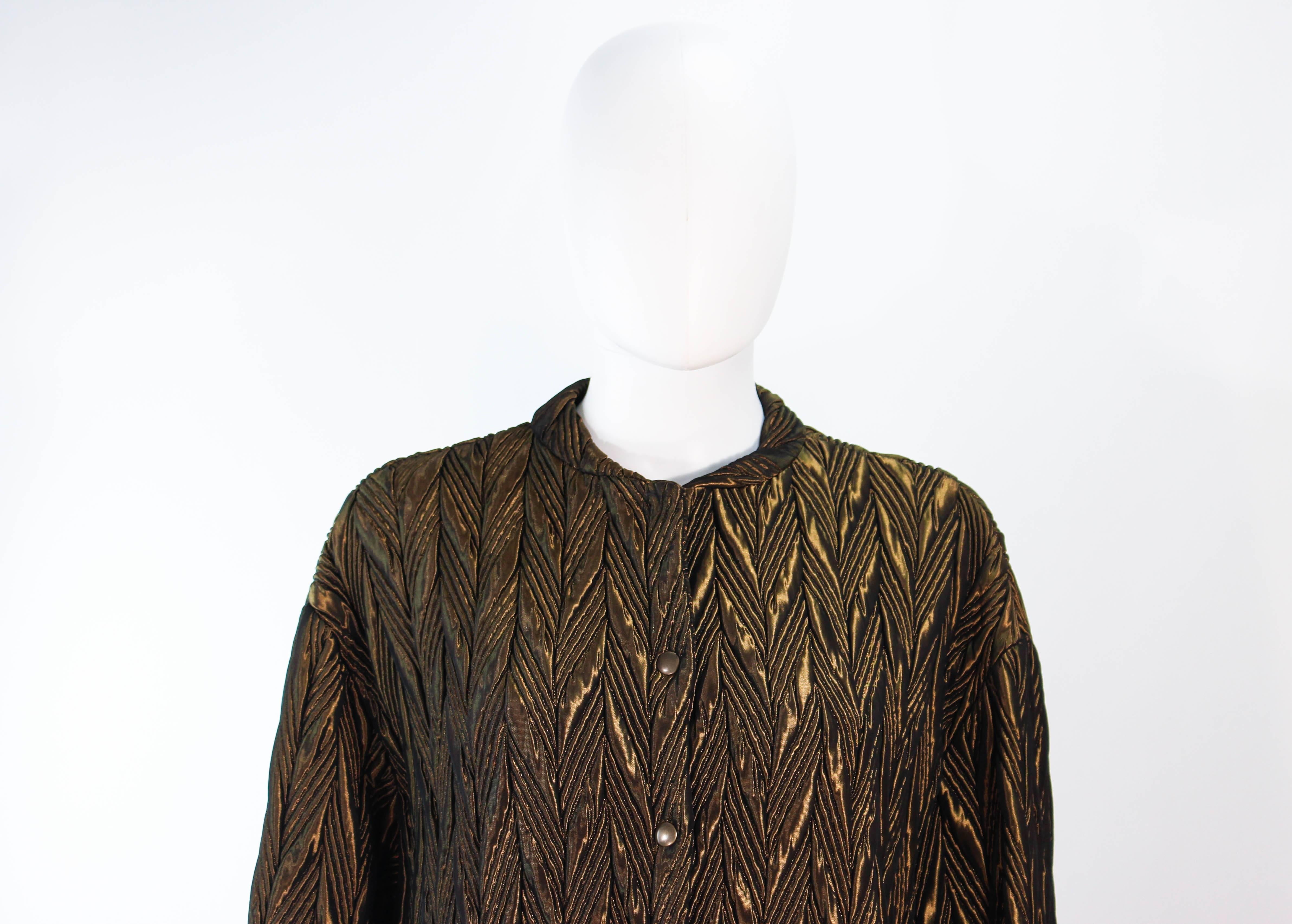 Black Armani Circa 1990s Bronze Olive Quilted Long Coat For Sale