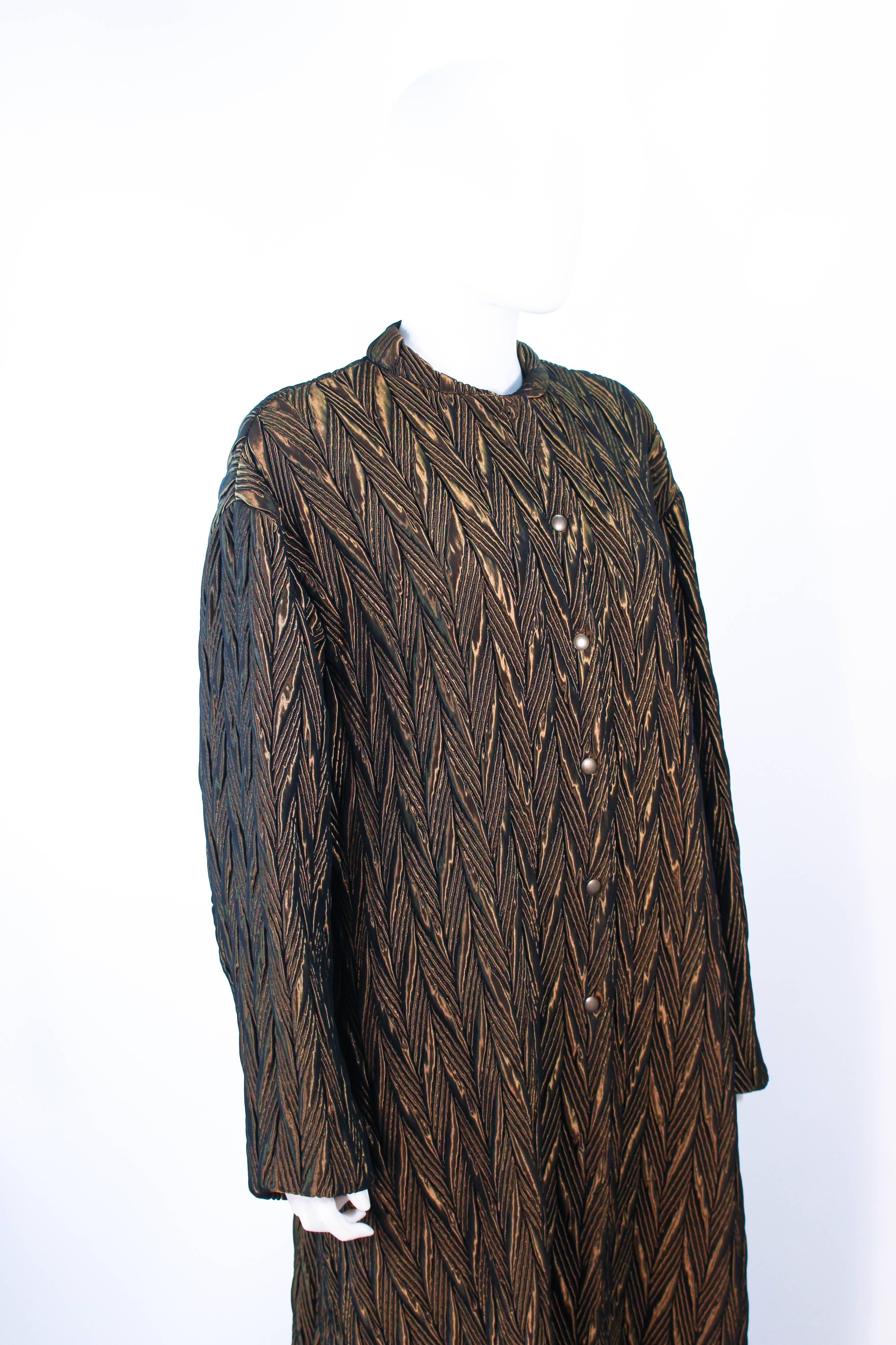 Armani Circa 1990s Bronze Olive Quilted Long Coat For Sale 1