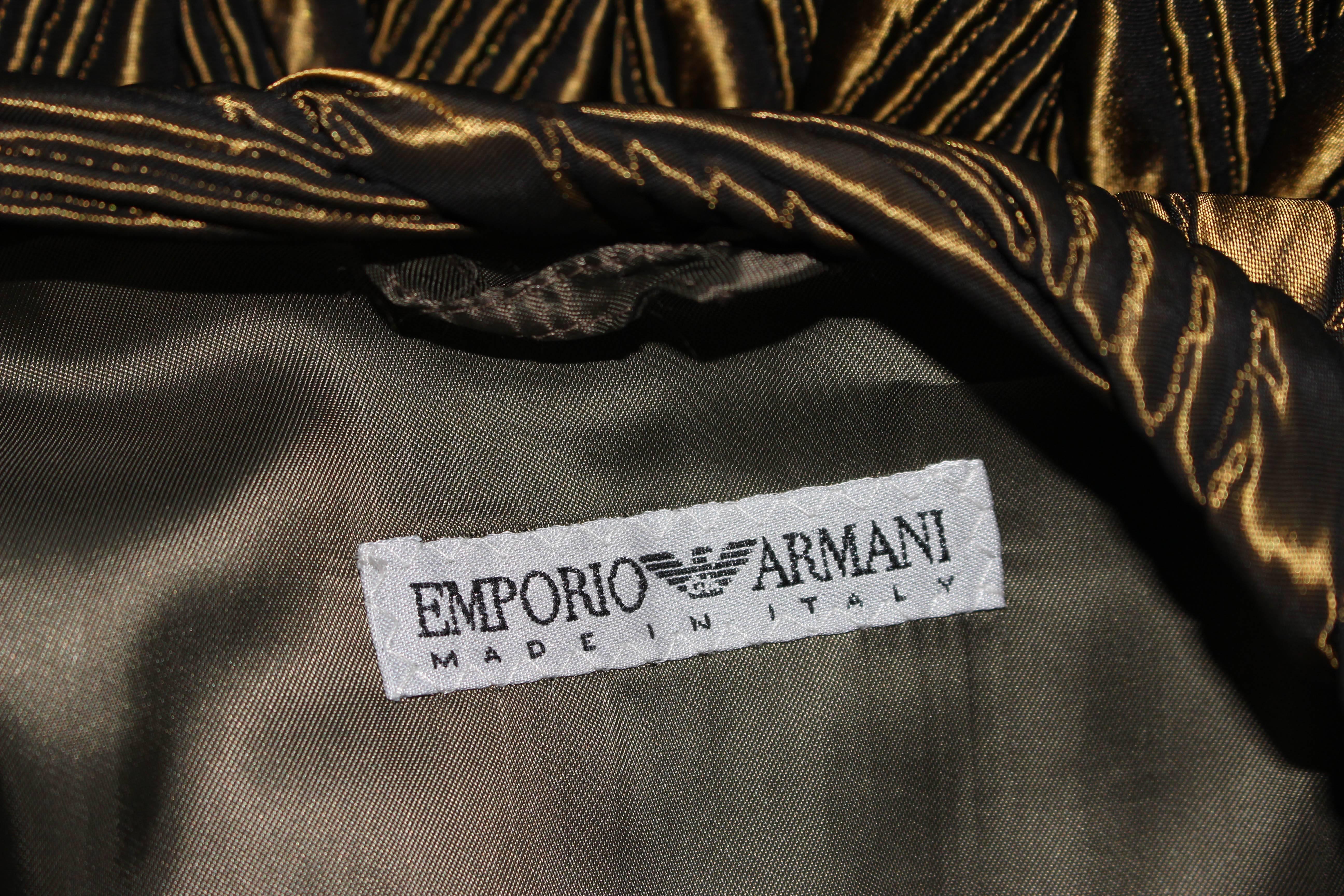 Armani Circa 1990s Bronze Olive Quilted Long Coat For Sale 5