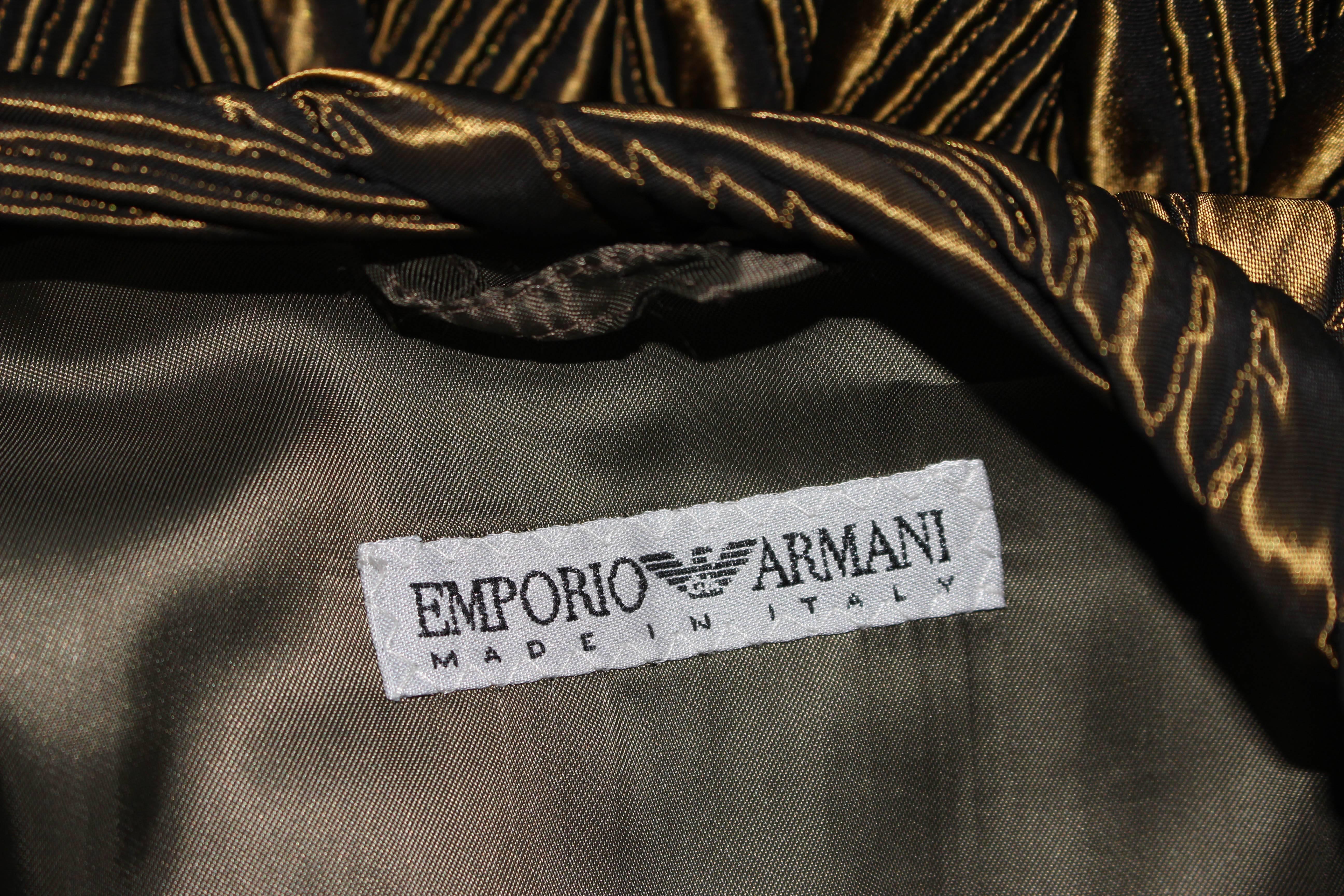 Armani, circa anni '90, Cappotto lungo trapuntato in bronzo e oliva in vendita 5