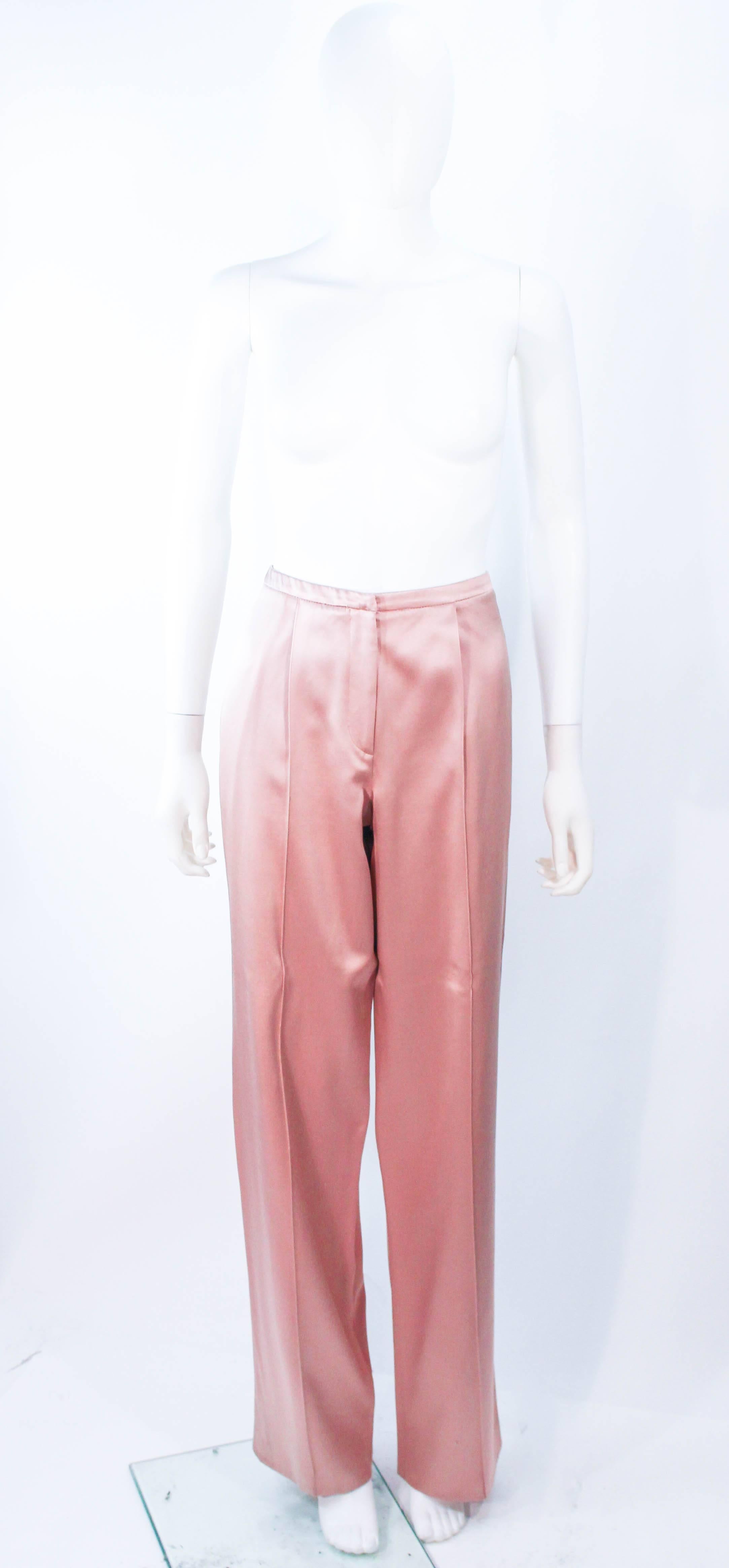 GIORGIO ARMANI Pink Mauve Silk Pant Suit with Beaded Mesh Body Suit Size 42 1