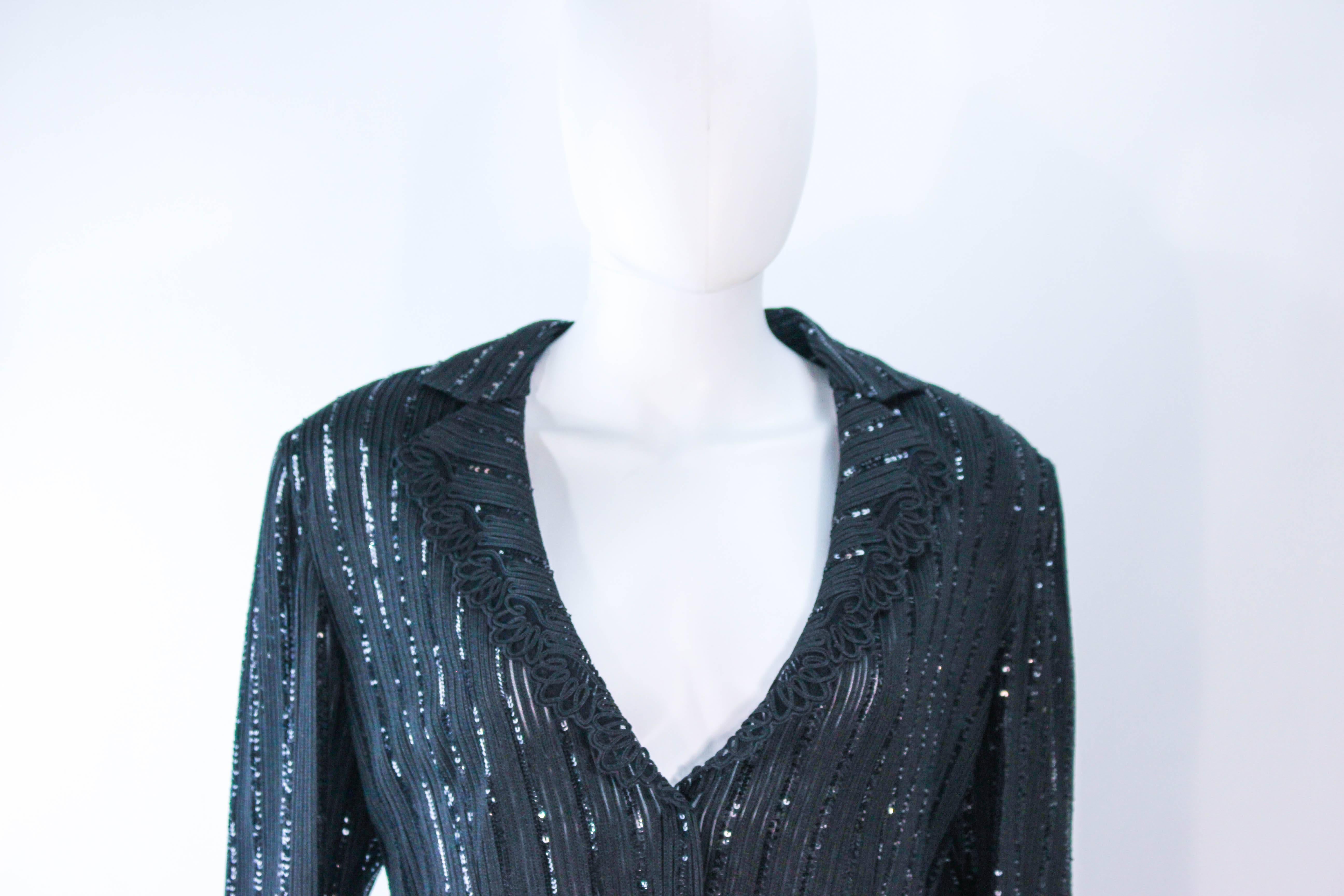 GIORGIO ARMANI Black Sequin Knit with Lace Sweater Size 48 In Excellent Condition In Los Angeles, CA
