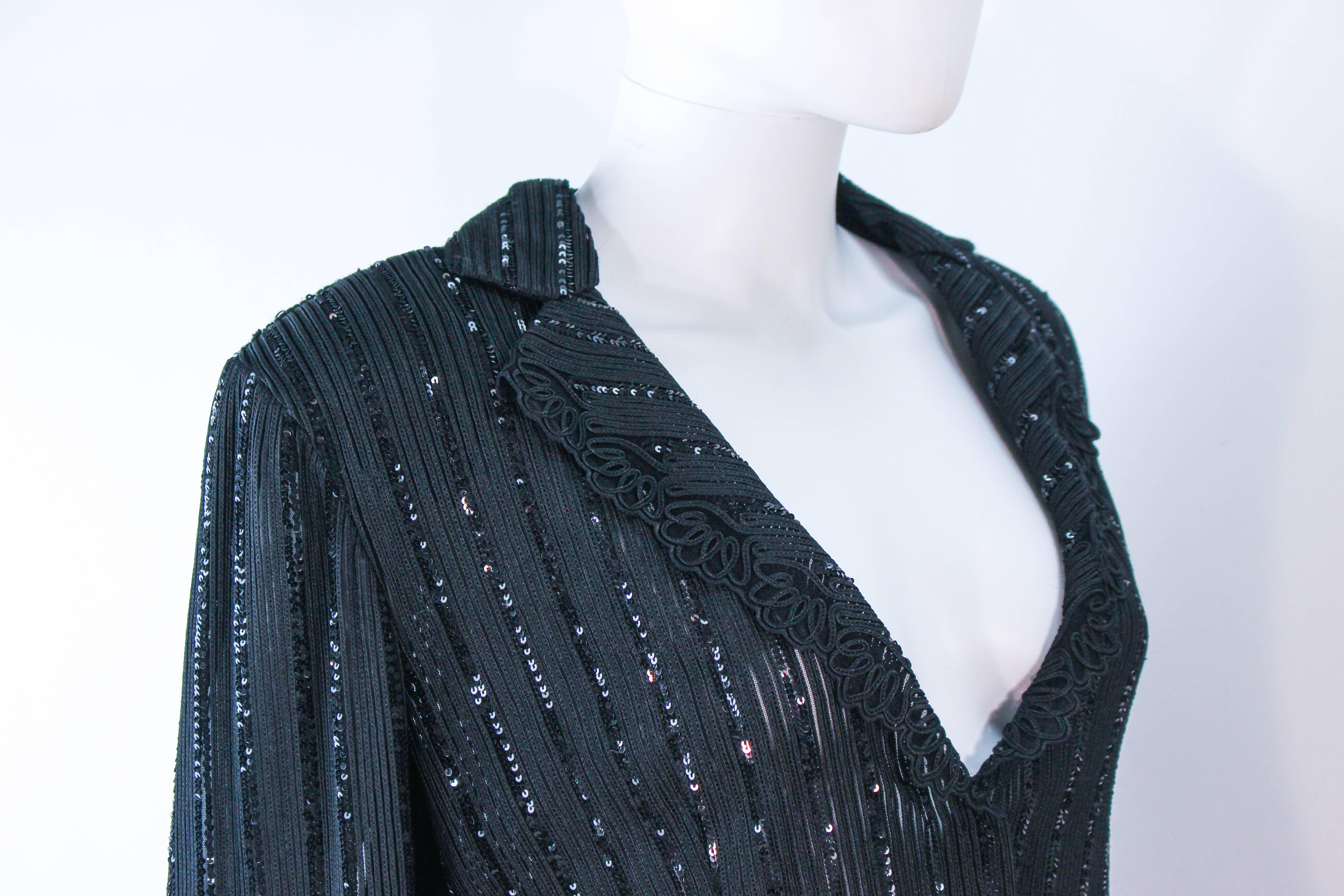 GIORGIO ARMANI Black Sequin Knit with Lace Sweater Size 48 1