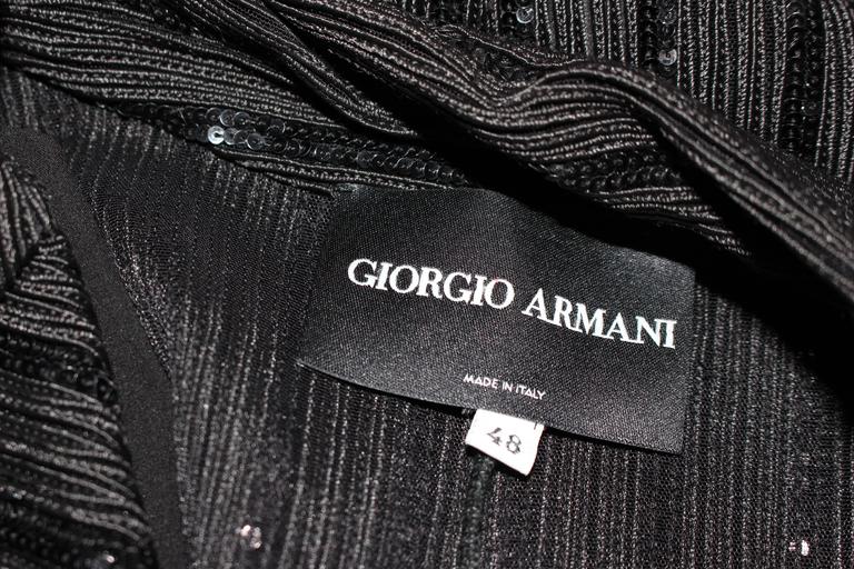 GIORGIO ARMANI Black Sequin Knit with Lace Sweater Size 48 at 1stdibs