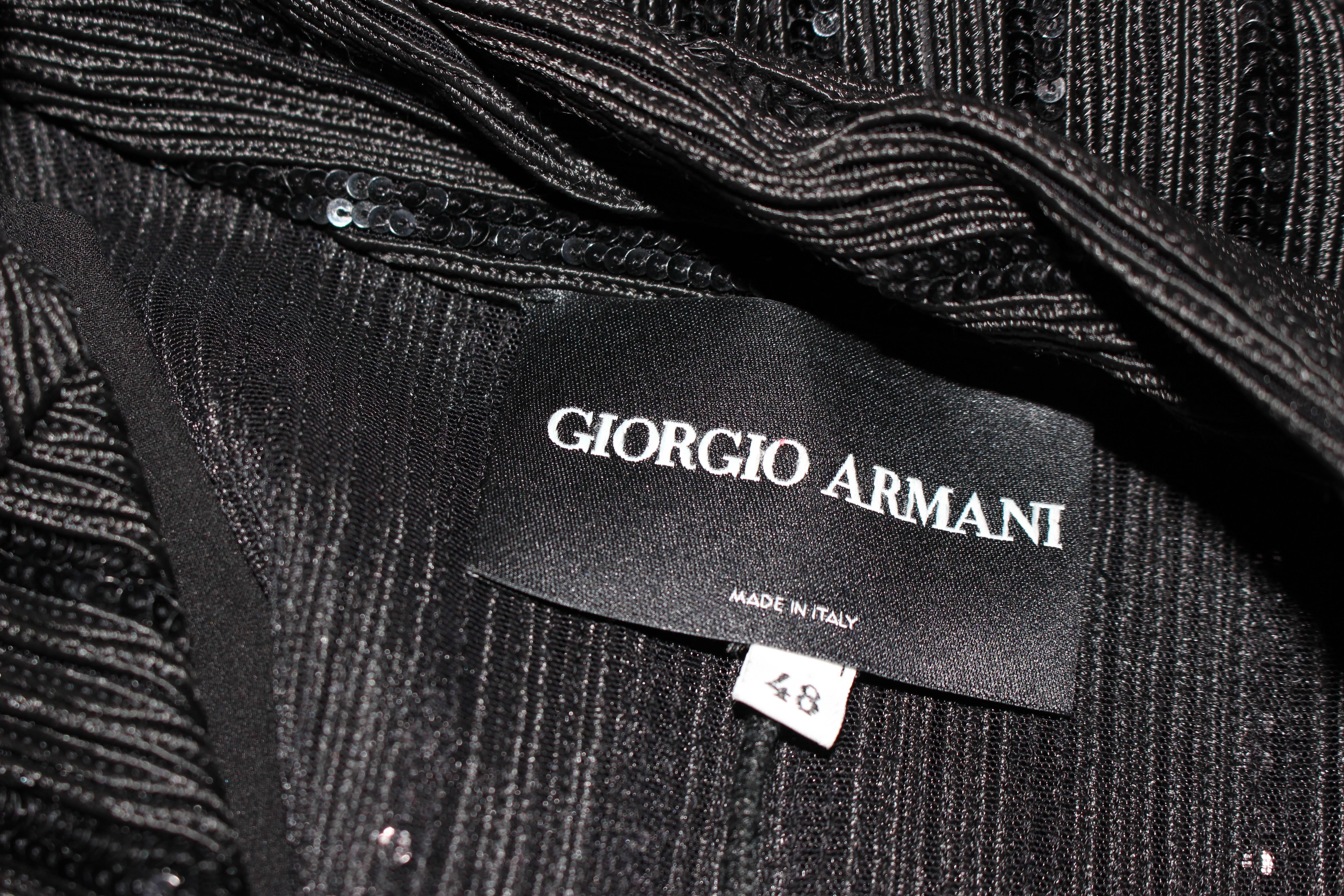 GIORGIO ARMANI Black Sequin Knit with Lace Sweater Size 48 4