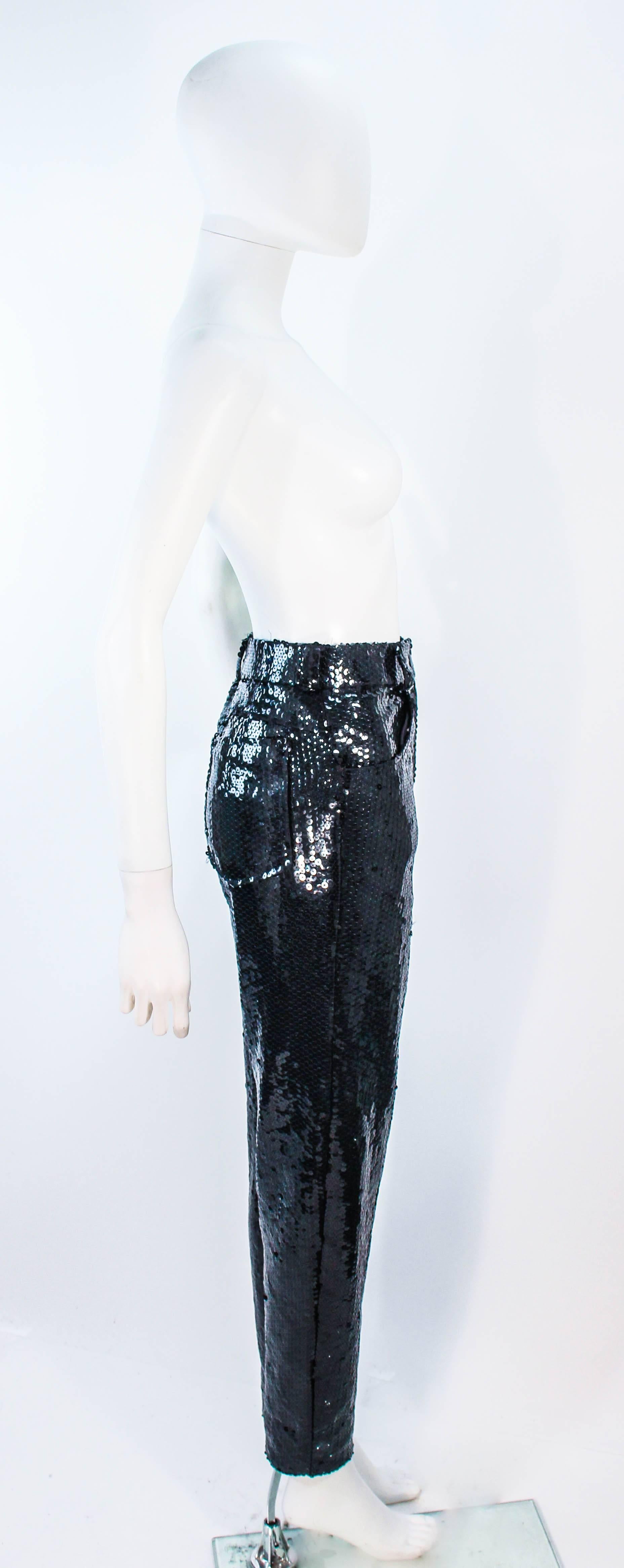 Women's SUITE 101 Vintage Black Stretch High Waist Sequin Pants Size 8 10 For Sale