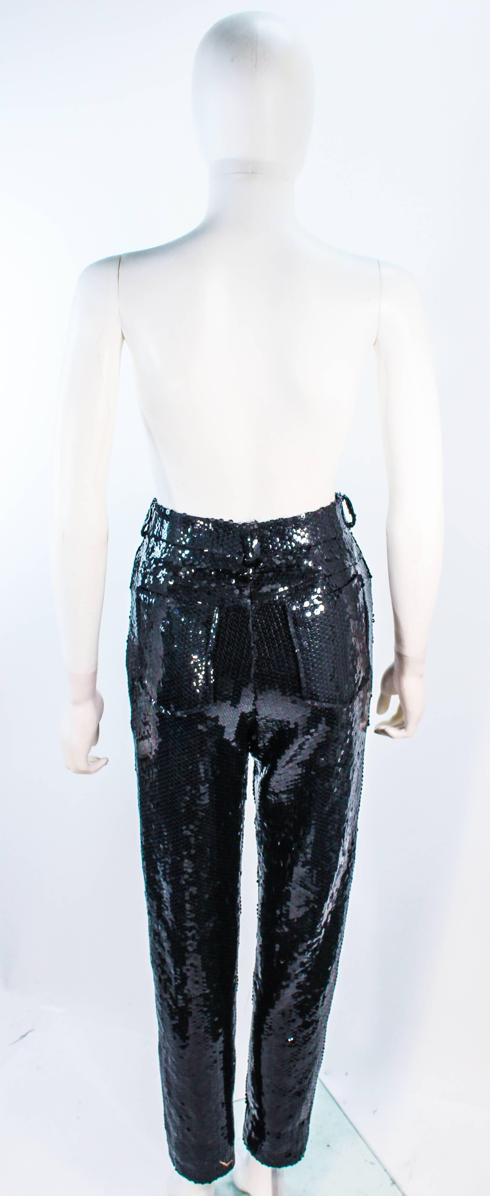 SUITE 101 Vintage Black Stretch High Waist Sequin Pants Size 8 10 For Sale 1