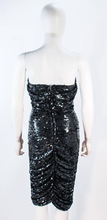 KOZO Vintage Black Silk Sequin Ruched Cocktail Dress Size XS For Sale ...