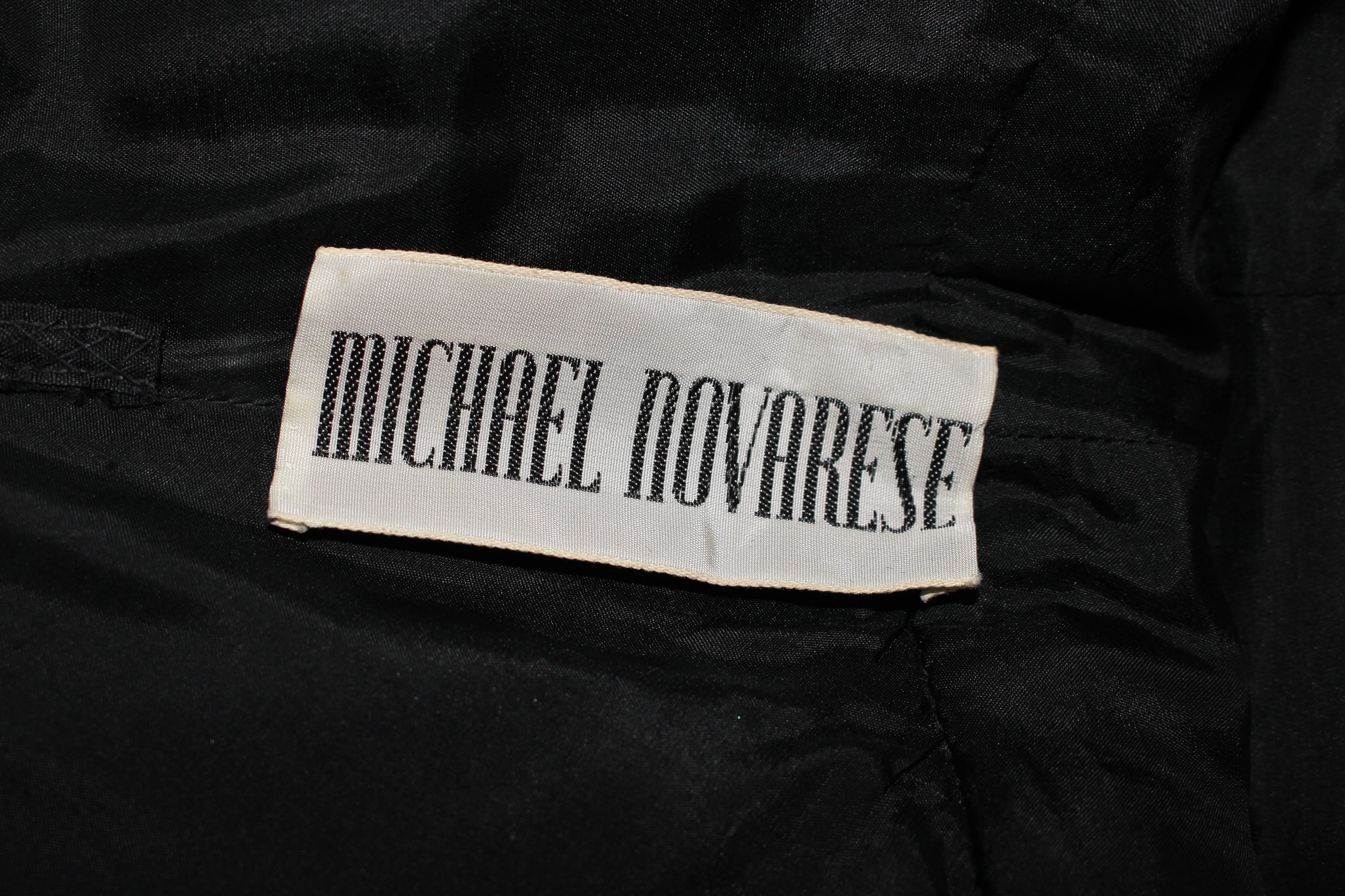 MICHAEL NOVARESE Vintage Black Satin Tiered Gown and Jacket Ensemble Size 4 6 6