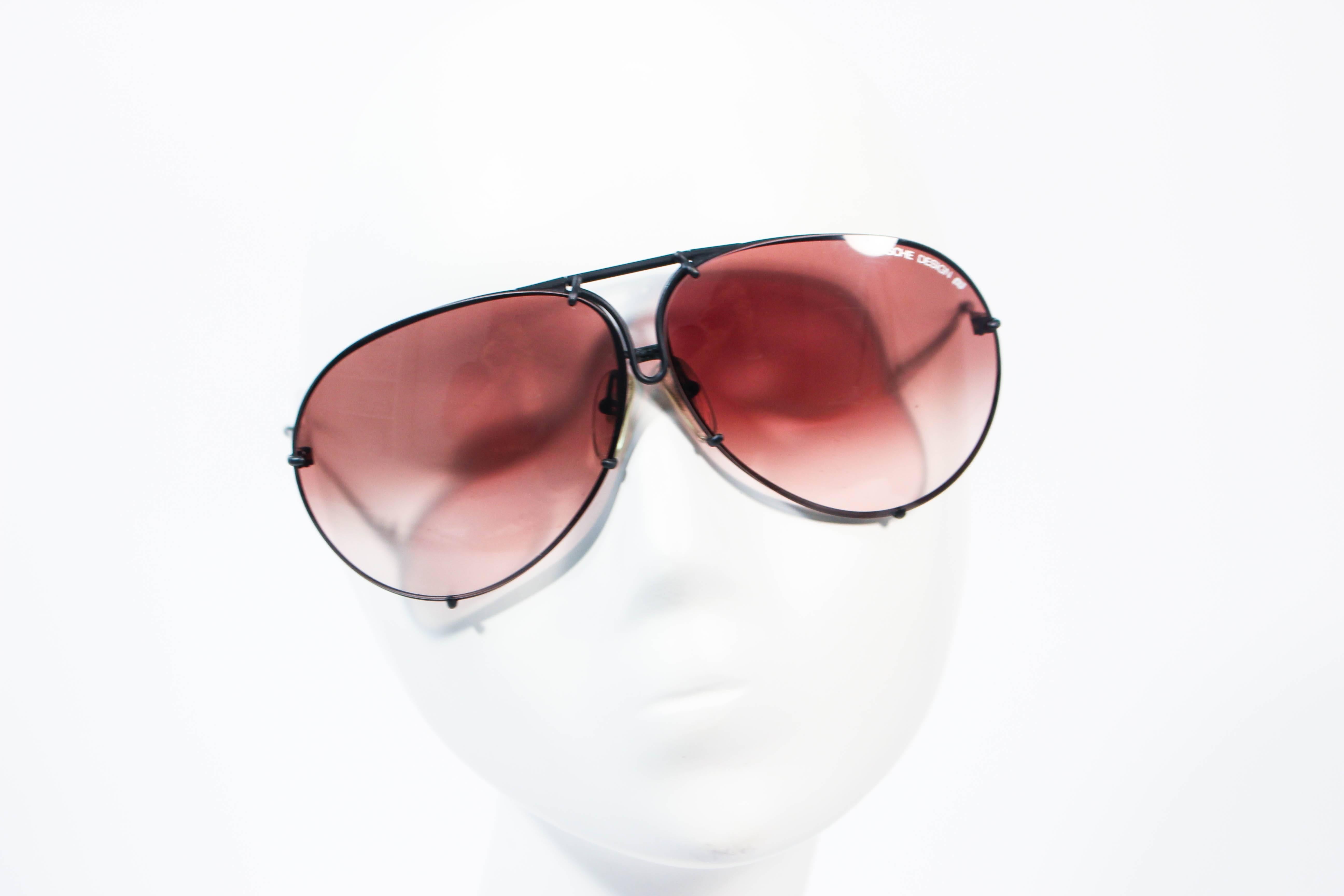 Noir PORSCHE CARRERA - Aviateurs noirs vintage avec lunettes interchangeables - 2 ensembles de coffret en vente