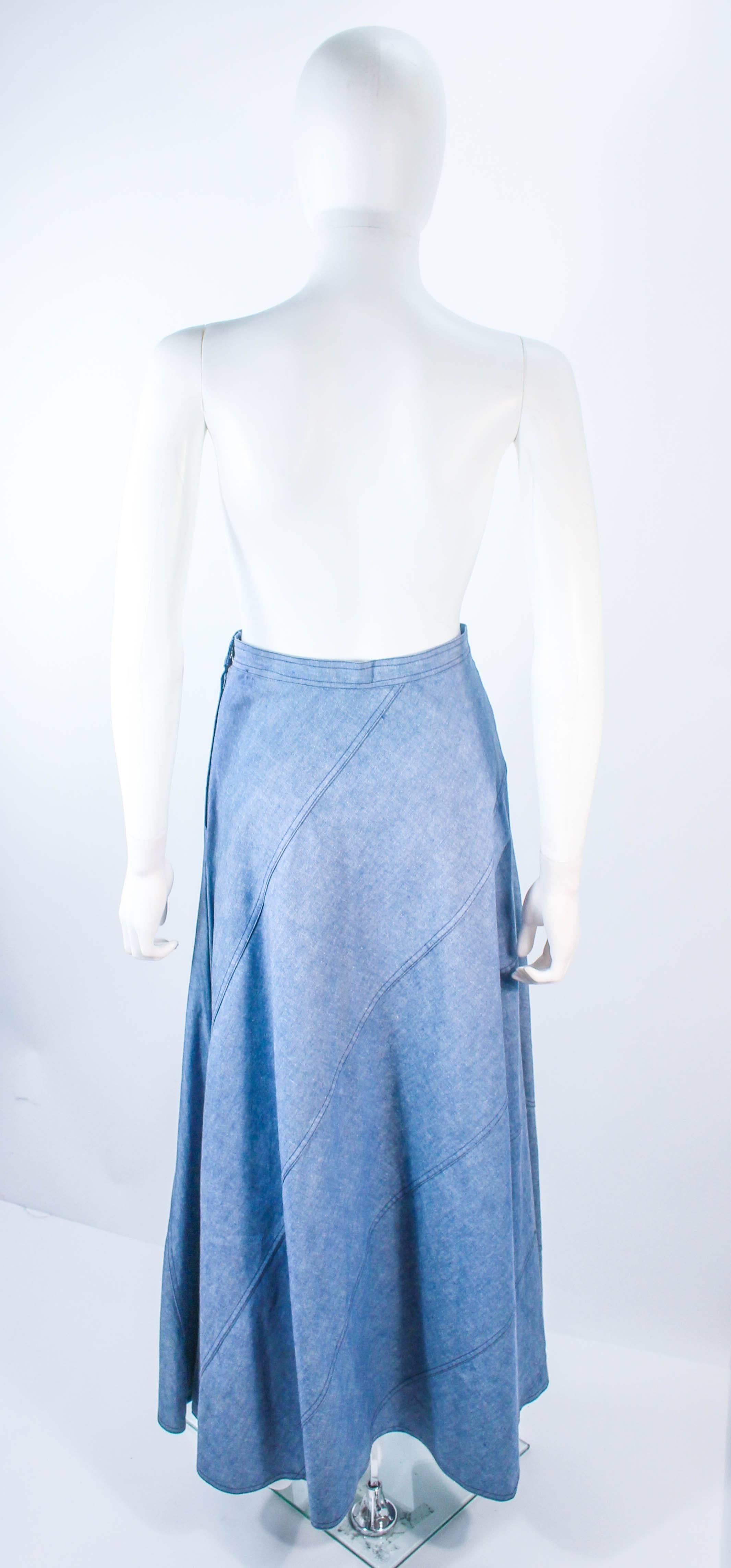 OSCAR DE LA RENTA Vintage 70's Diagonal Denim Maxi Skirt Size 2  -  4  For Sale 1