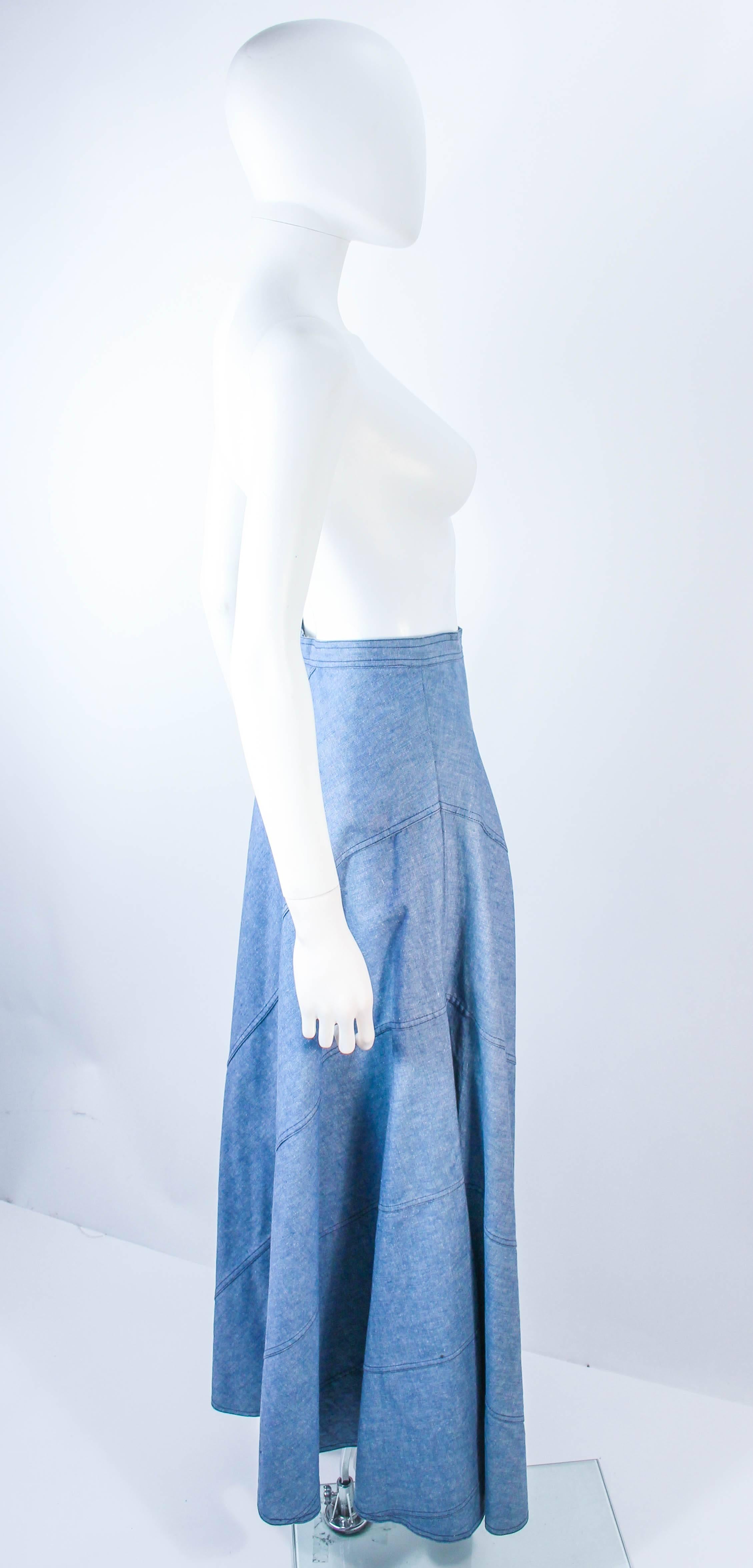 Women's OSCAR DE LA RENTA Vintage 70's Diagonal Denim Maxi Skirt Size 2  -  4  For Sale