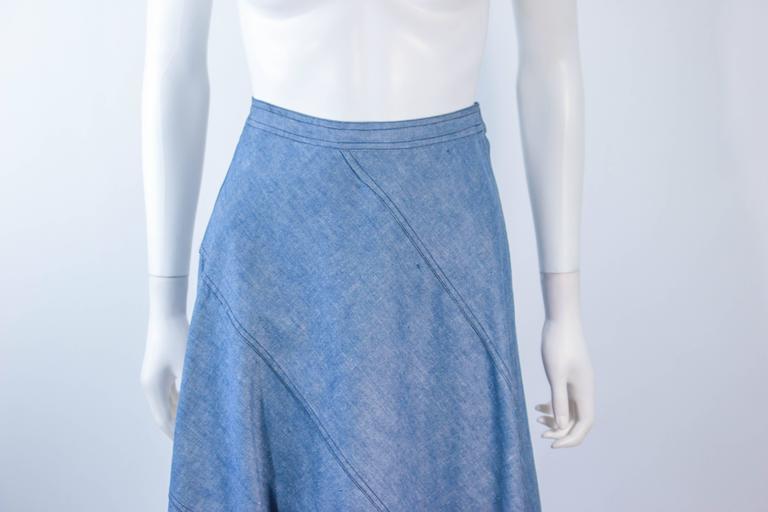 Ensemble Vintage Années 70 Oscar De La Renta - Jupe Crayon Et Haut Assorti En Lin - Taille US 4
