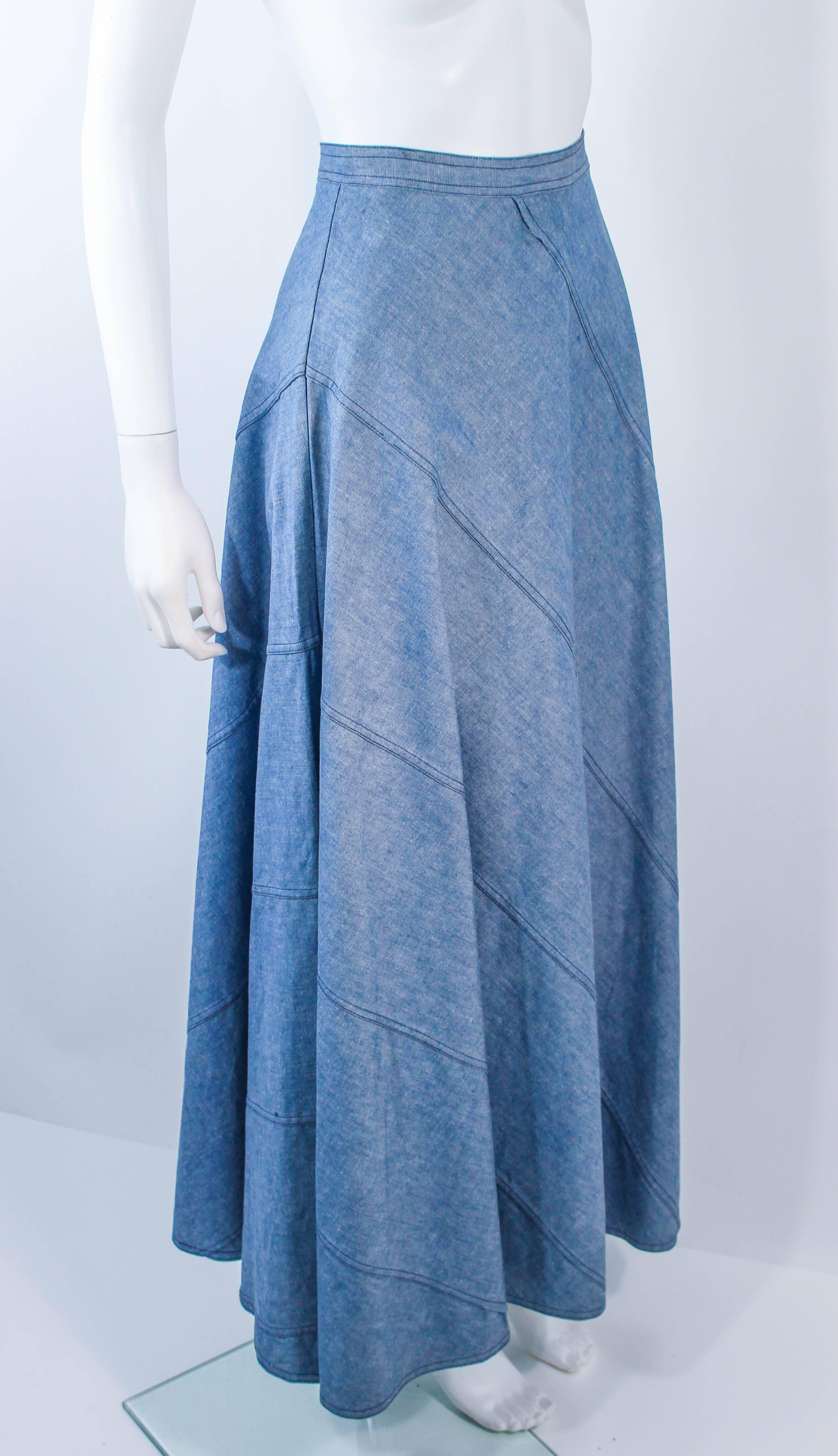 OSCAR DE LA RENTA Jupe longue diagonale en jean vintage des années 70 Taille 2  -  4  Pour femmes en vente