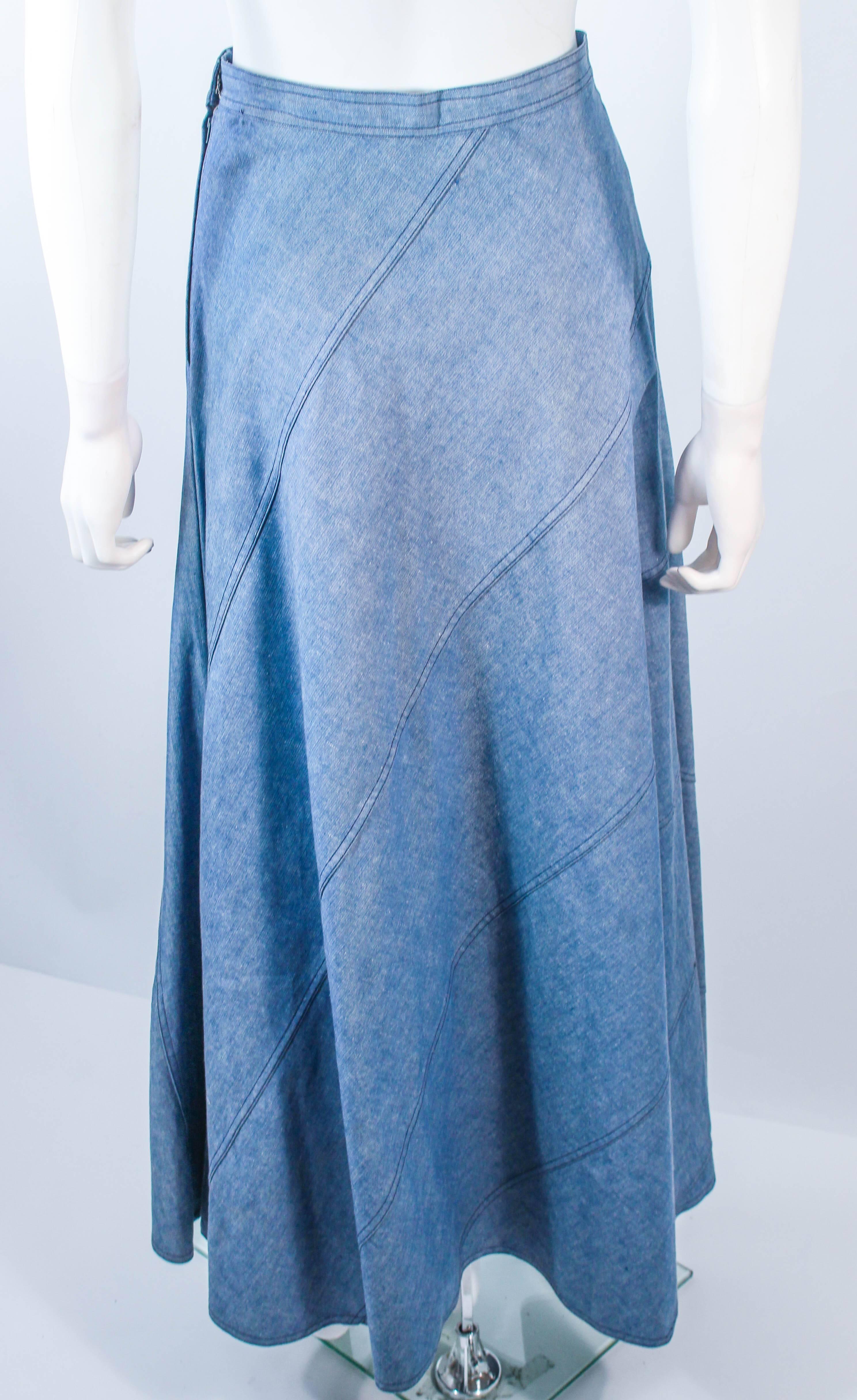 OSCAR DE LA RENTA Vintage 70's Diagonal Denim Maxi Skirt Size 2  -  4  For Sale 2